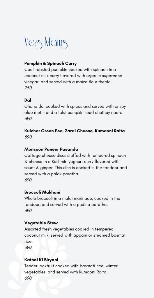 Monsoon menu