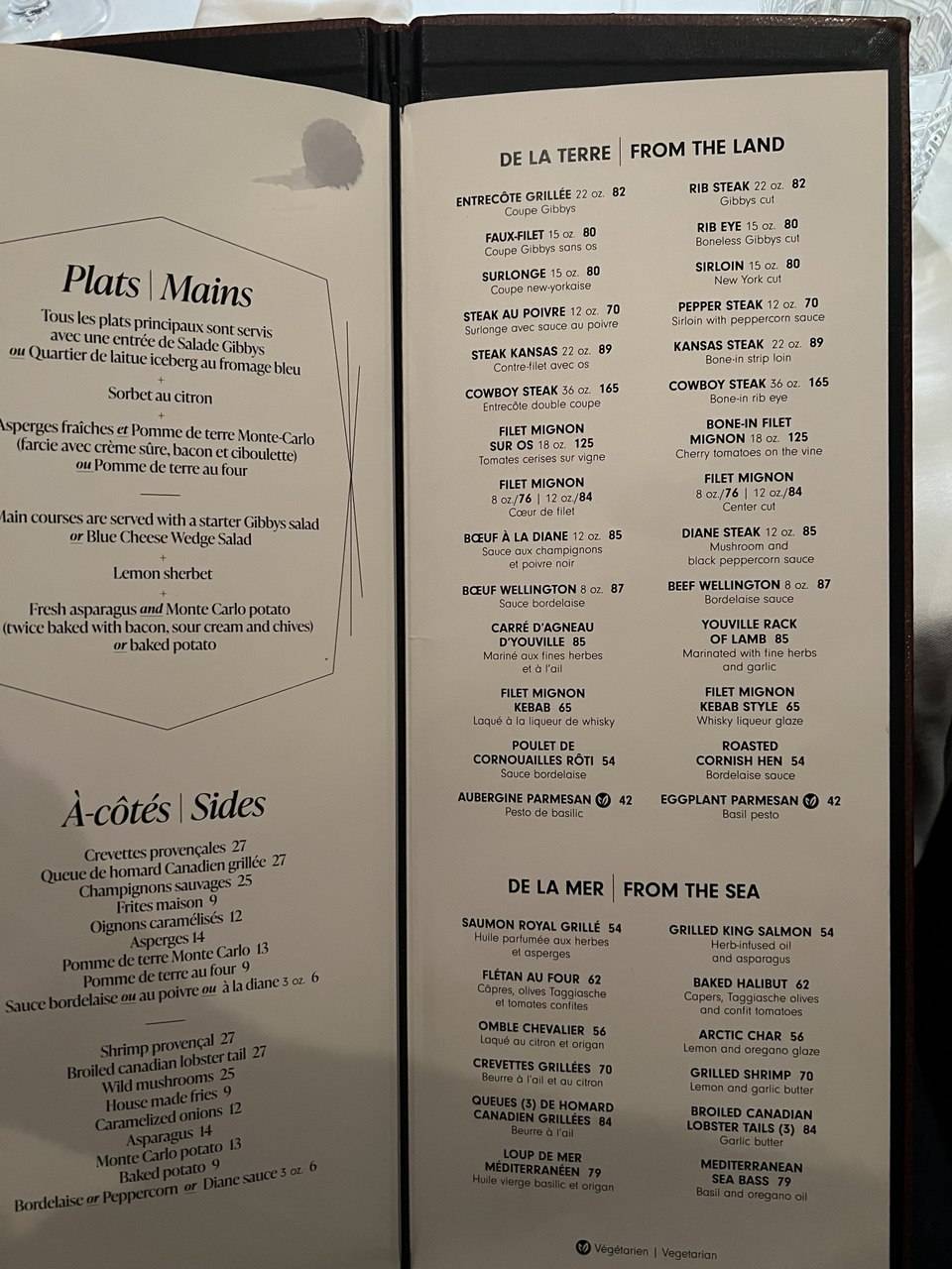 Menu de Gibbys