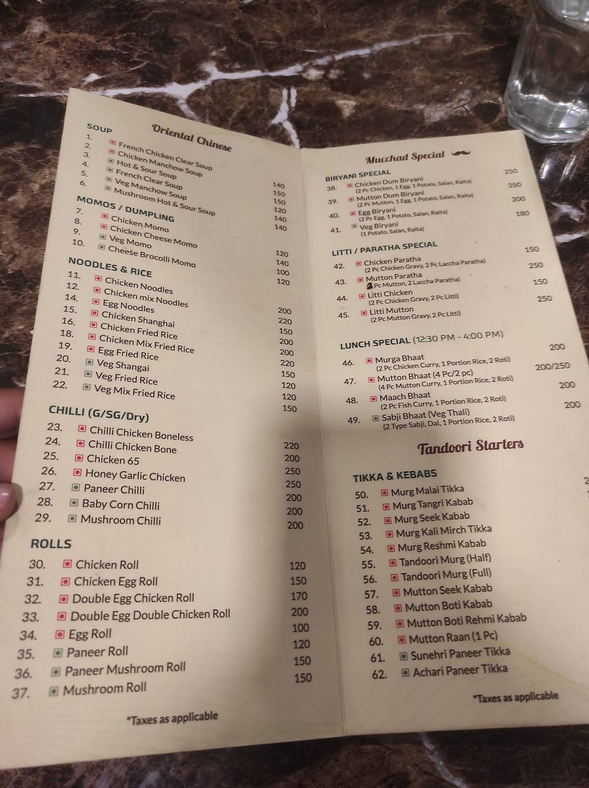 Moochhwala Biryaani & Kababs menu