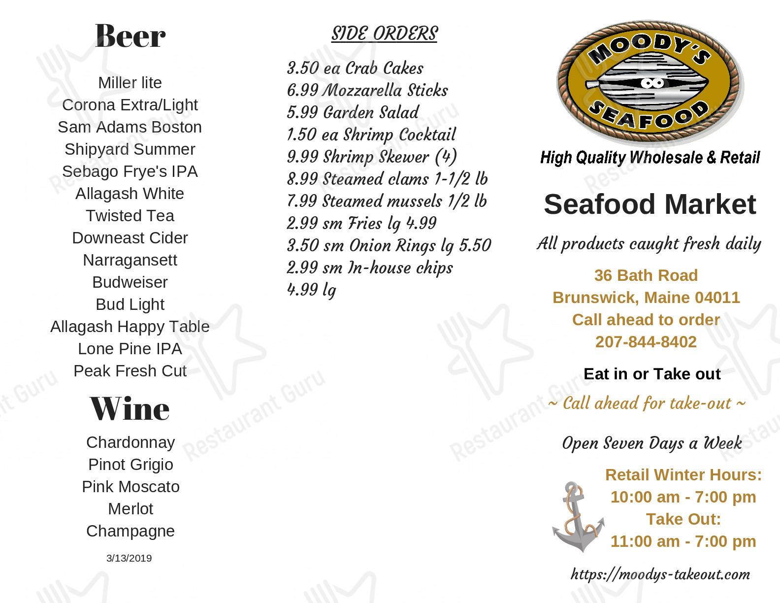 Menu at Fishermen's Net Seafood Restaurant & Market, Brunswick