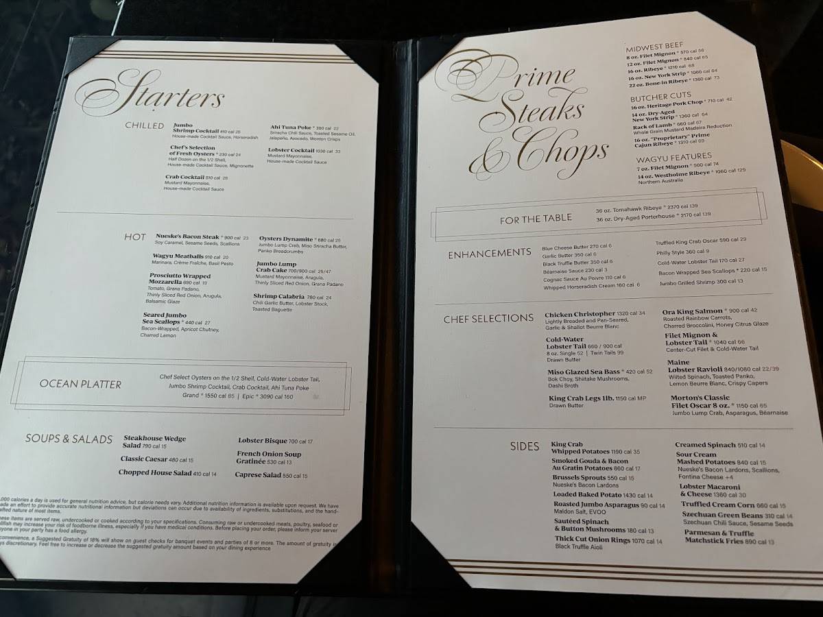 Morton's the steakhouse menu hotsell