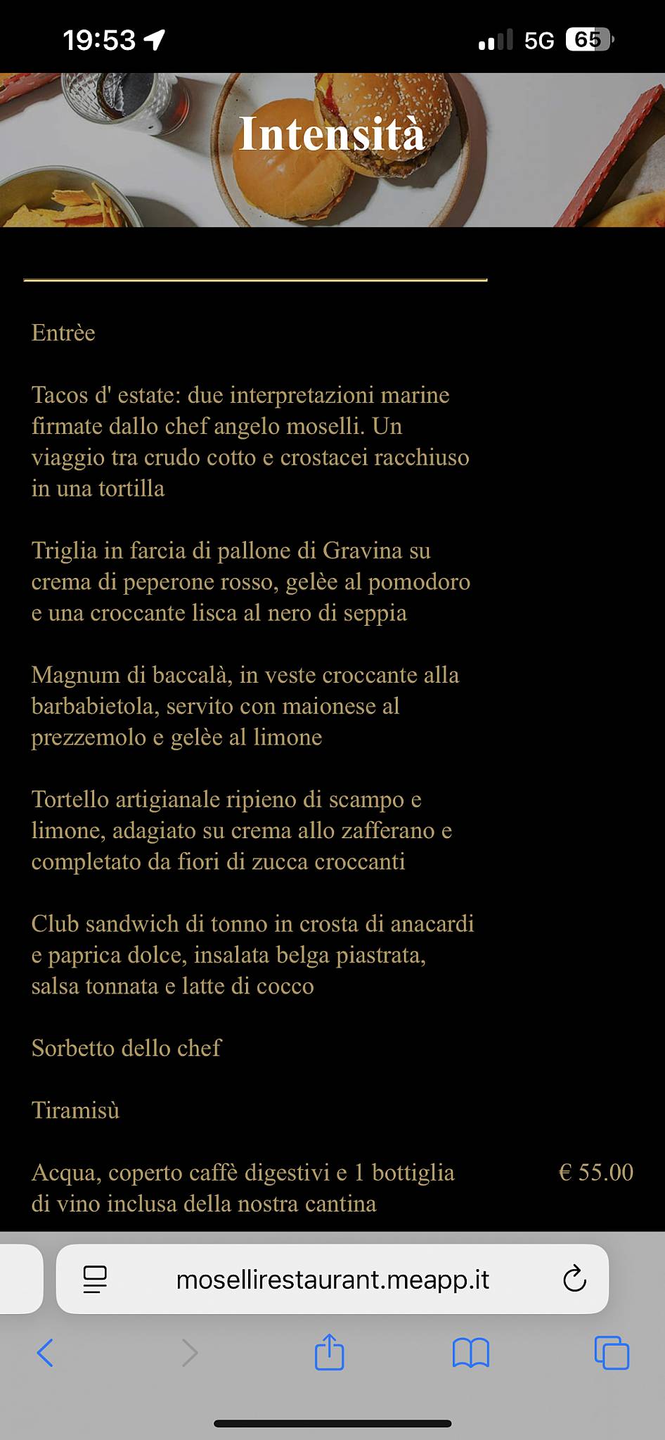Menu di Moselli Restaurant 