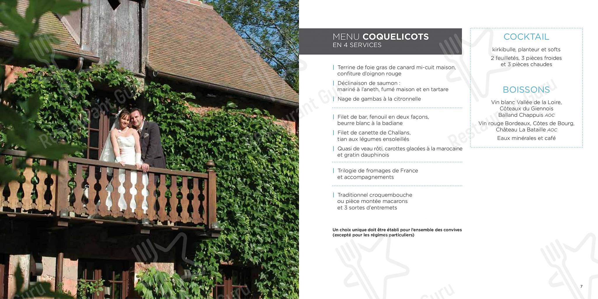 Ночное меню pour Le Moulin de Fourges dans Fourges