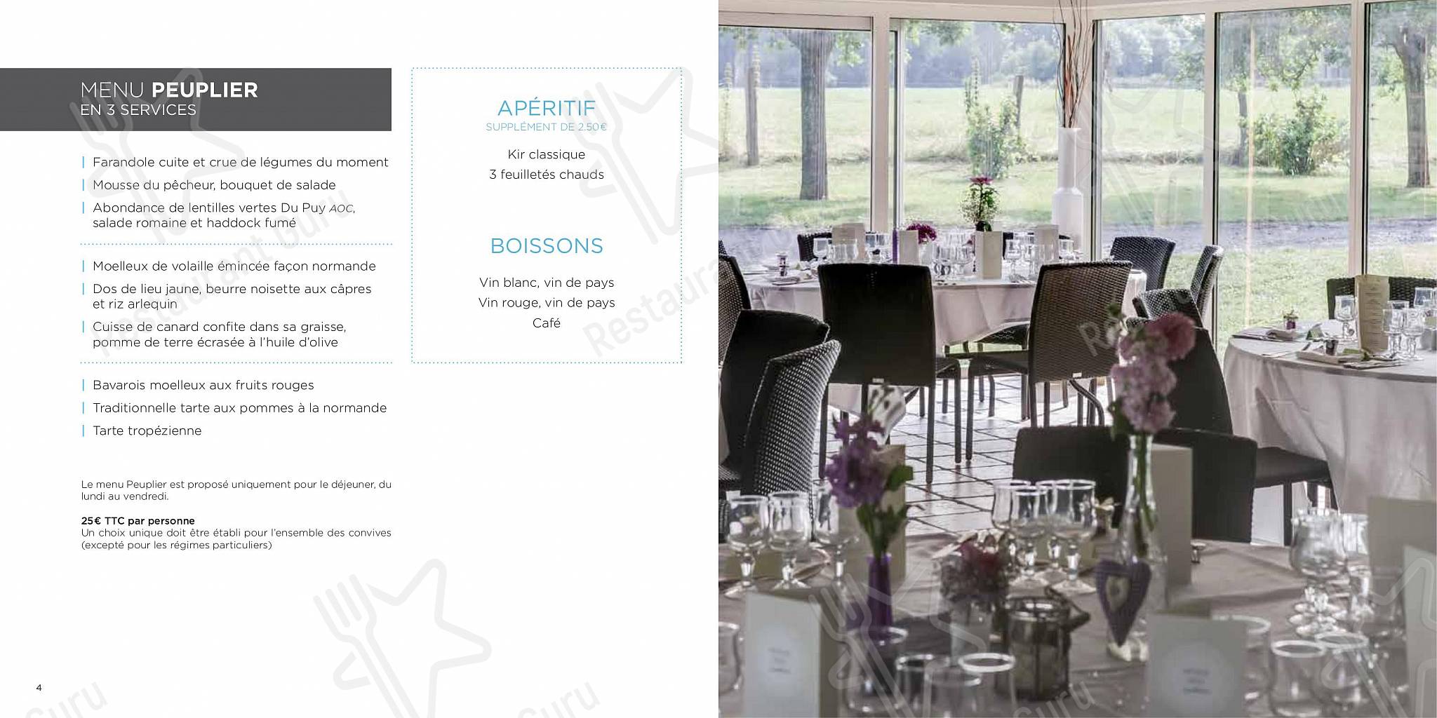 Menu pour Le Moulin de Fourges - Ночное меню