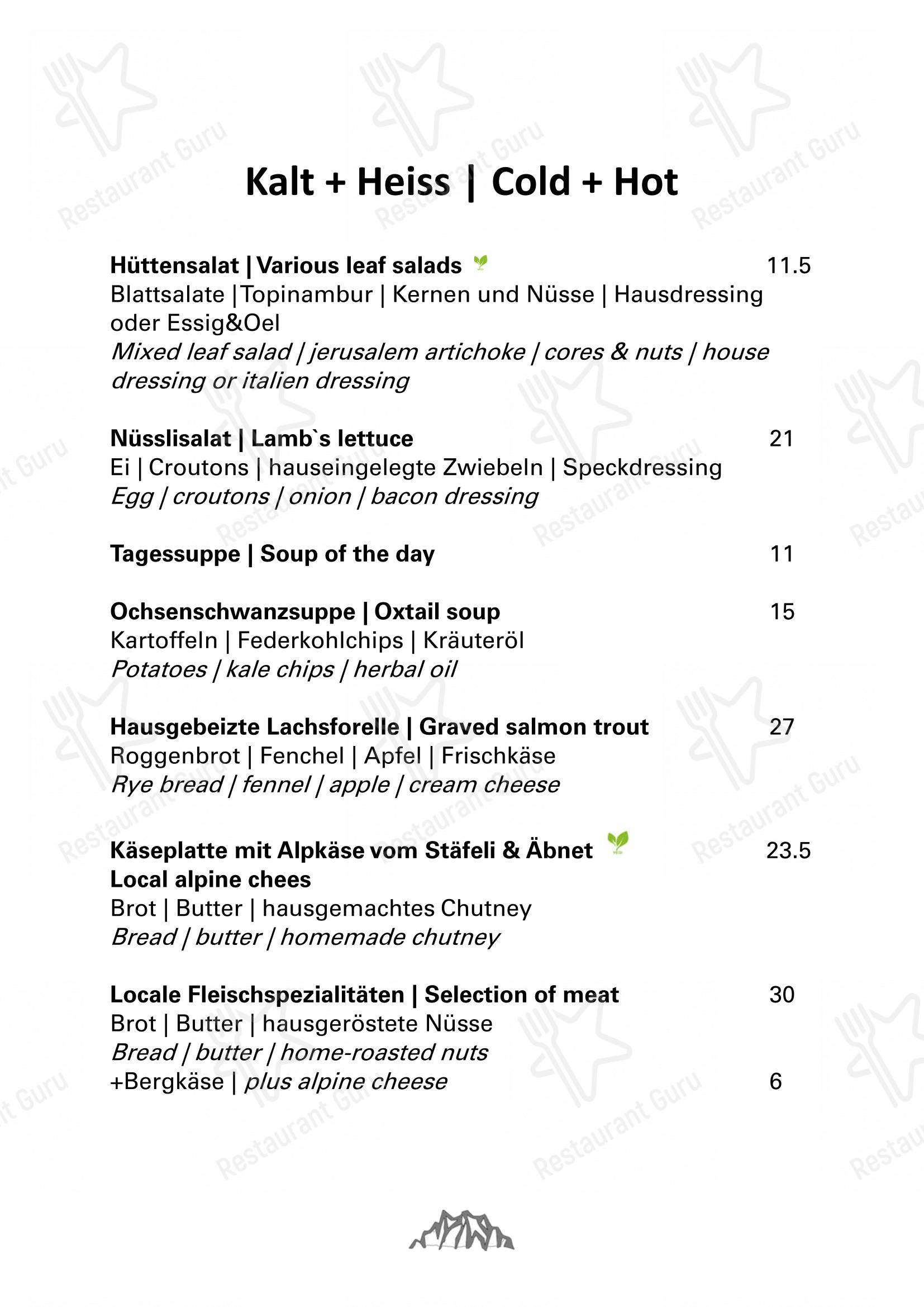 Menu di Mountain Restaurant Fürenalp - Menu