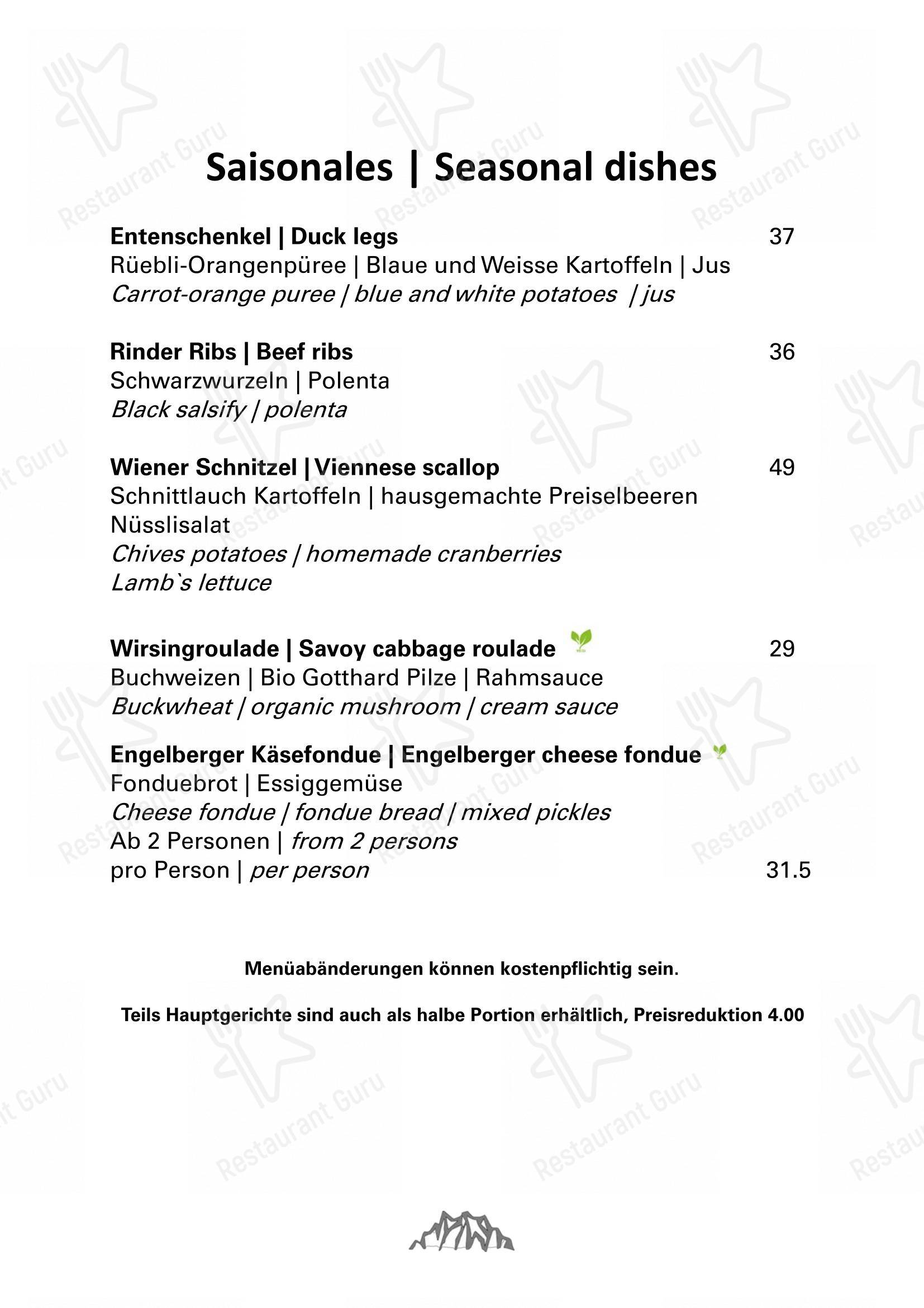 Menu per Mountain Restaurant Fürenalp ristorante