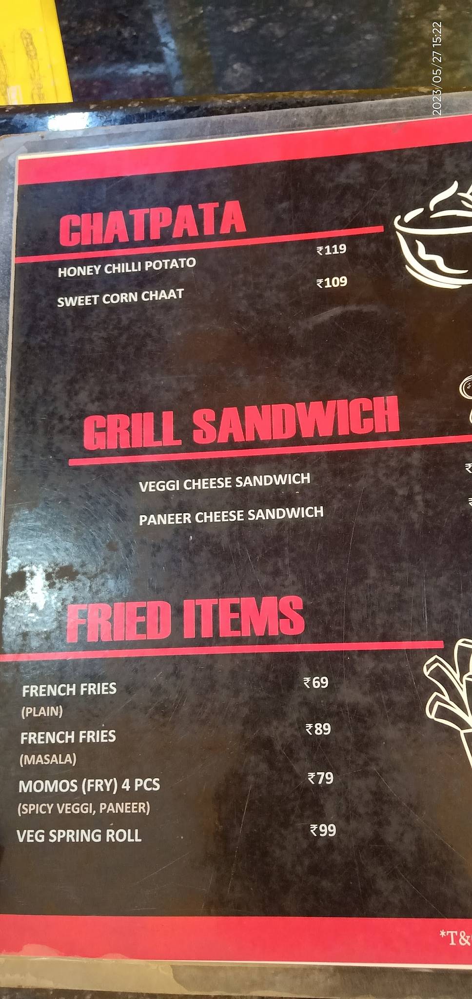 Mr. Bean's Pizza menu