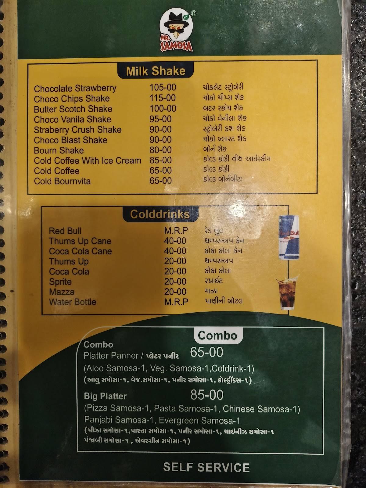 Mr.Samosa menu