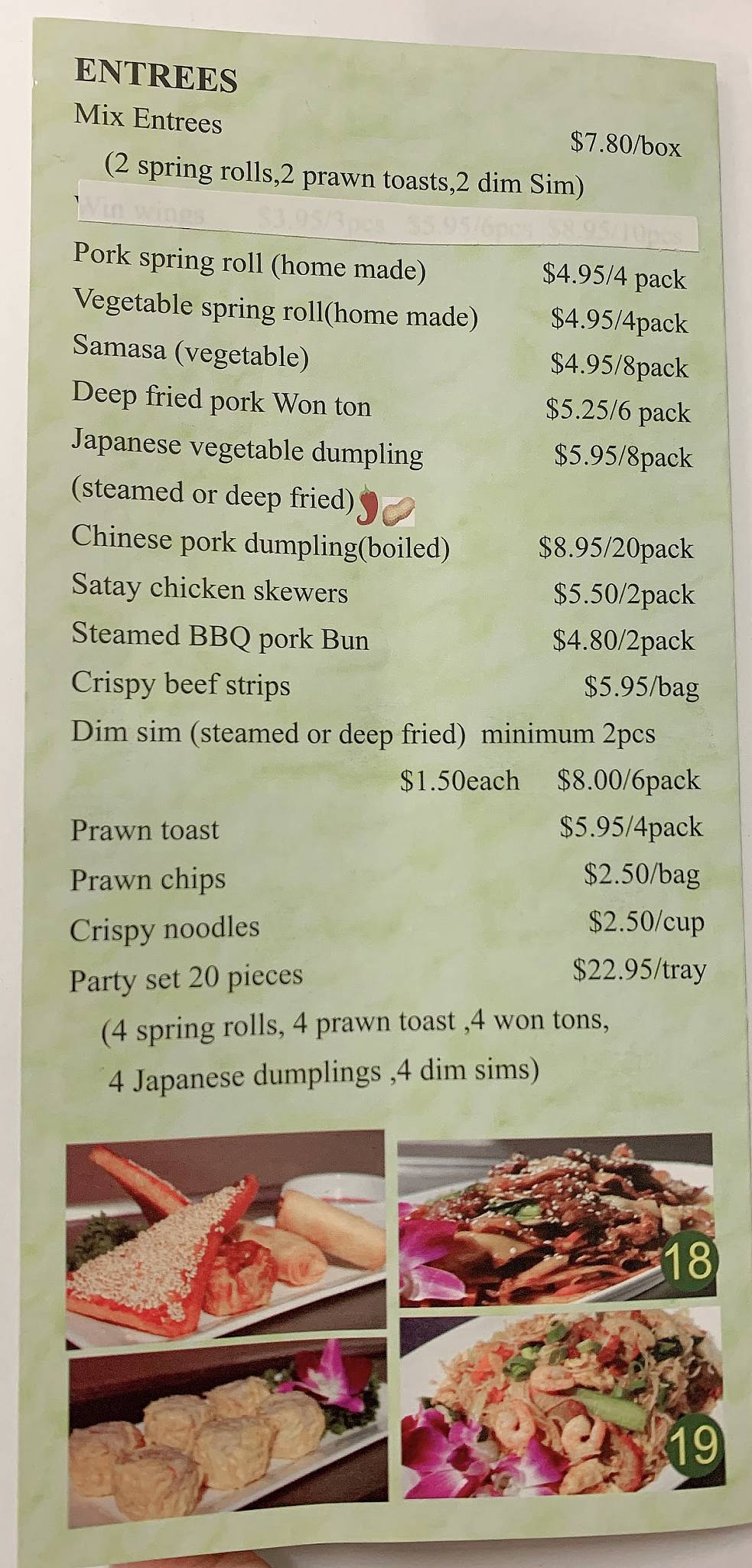 Menu at Mrs Lin's Kitchen restaurant, Adamstown