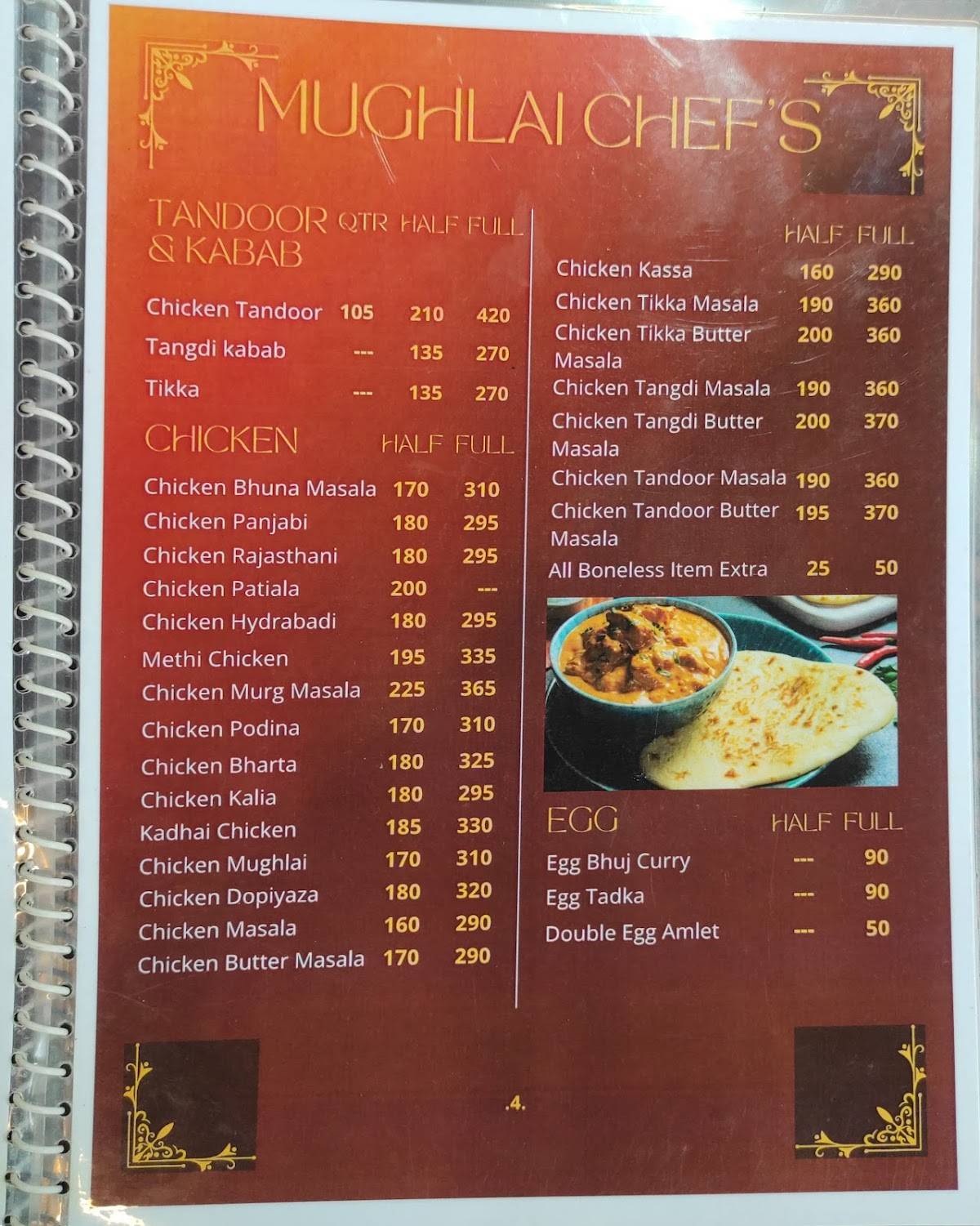 Mughlai chef's menu