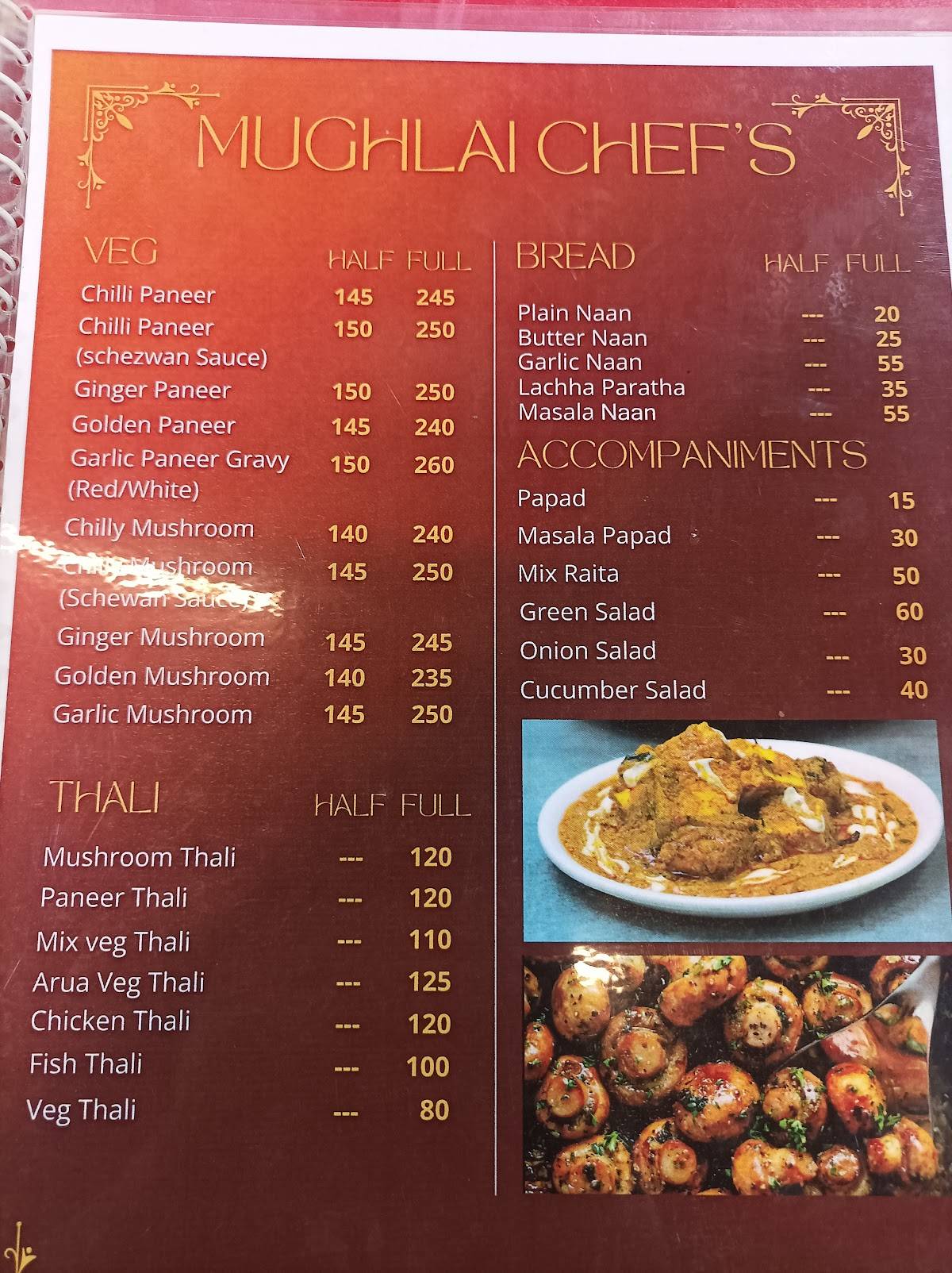 Mughlai chef's menu