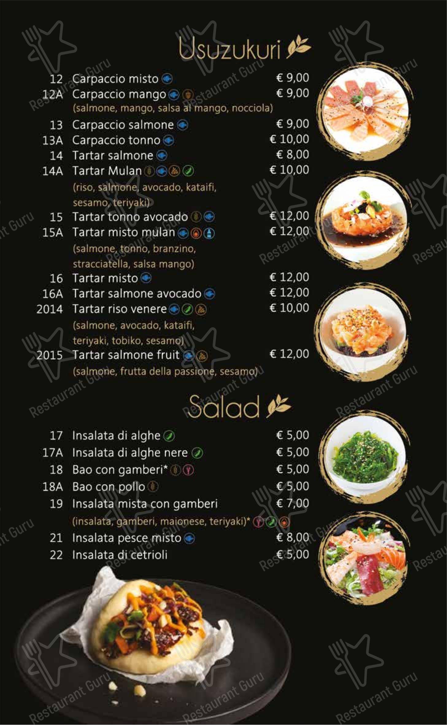 Menu per Mulan sushi in Lissone
