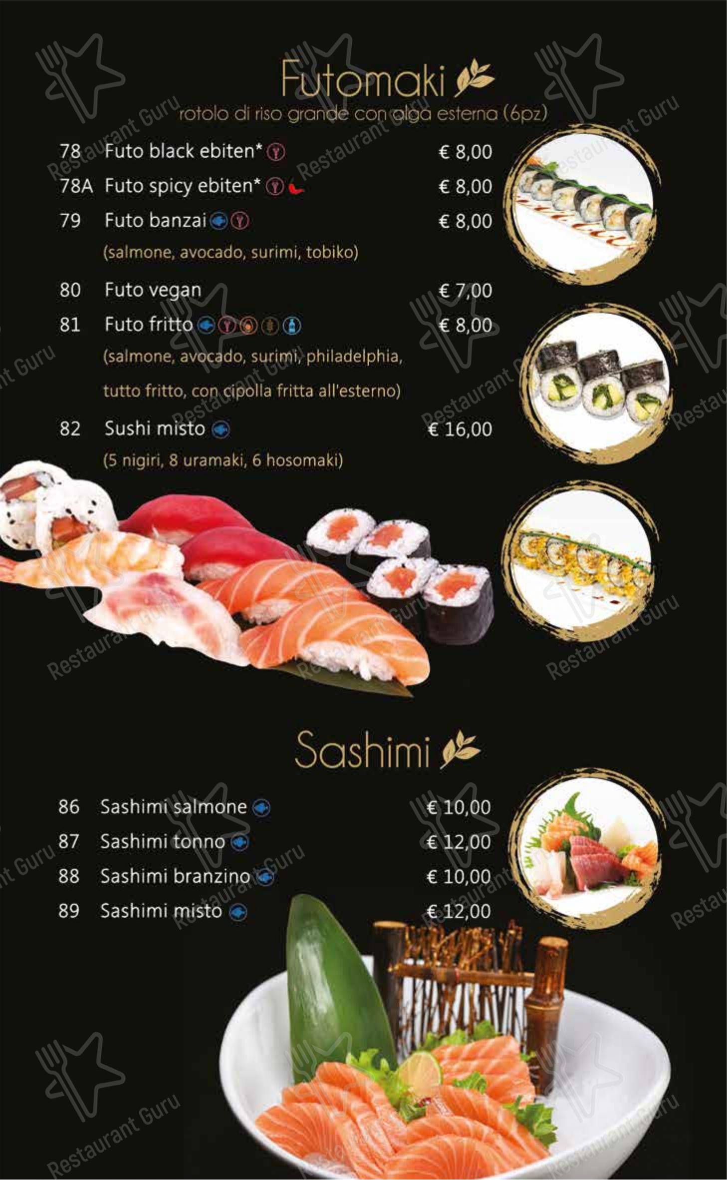 Menu per Mulan sushi in Lissone