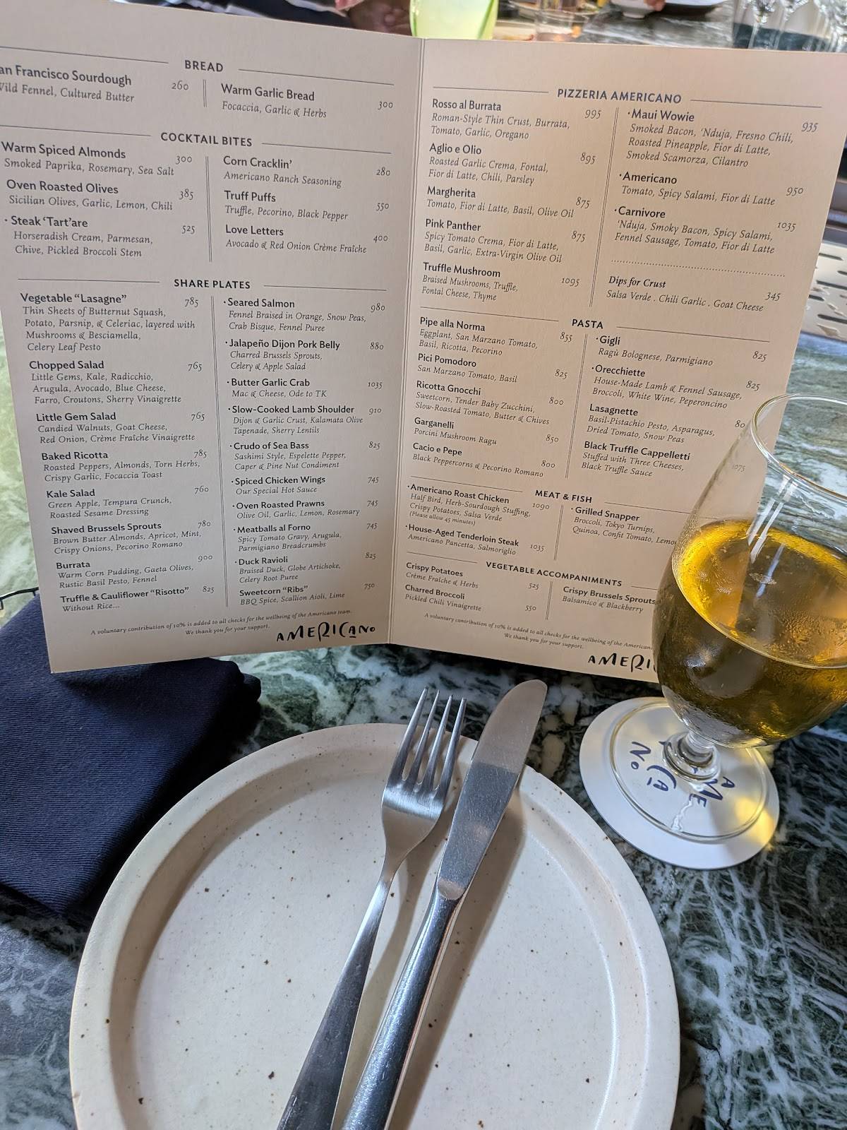 Americano menu
