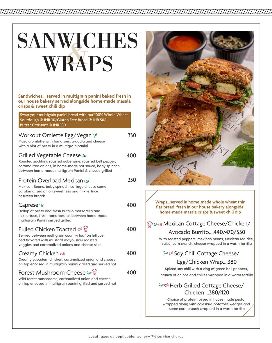 August Cafe menu