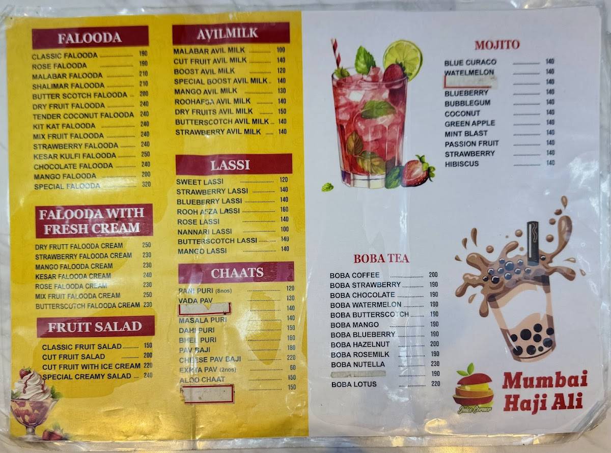 Mumbai Haji Ali menu