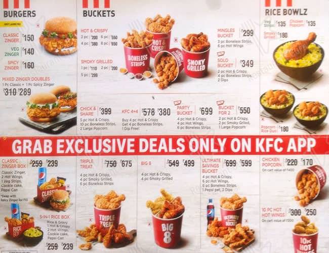 KFC menu