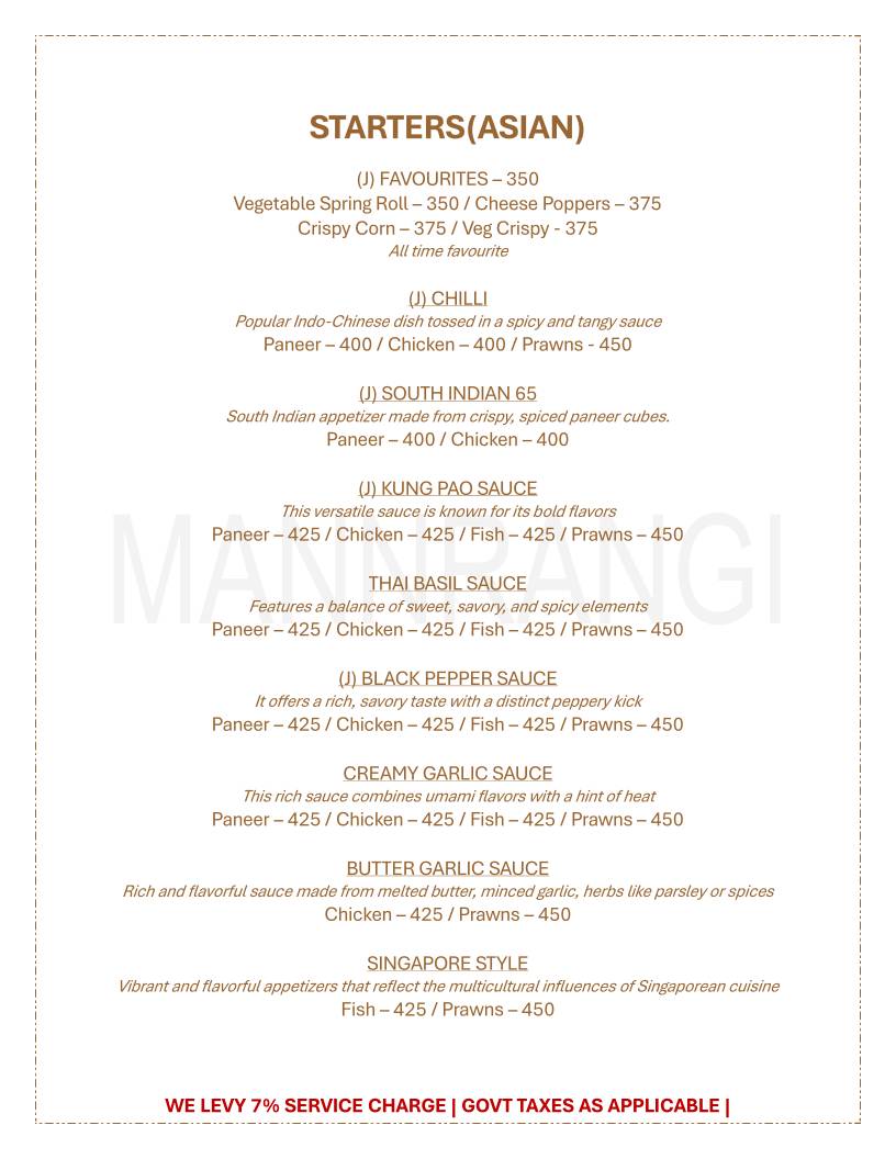 Mannrangi menu
