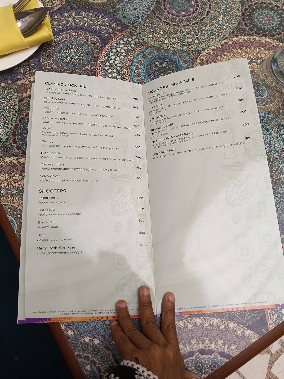 Poolside Cafe menu