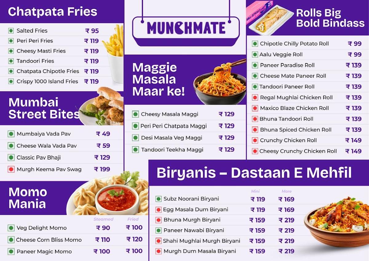 MunchMate Cafe menu