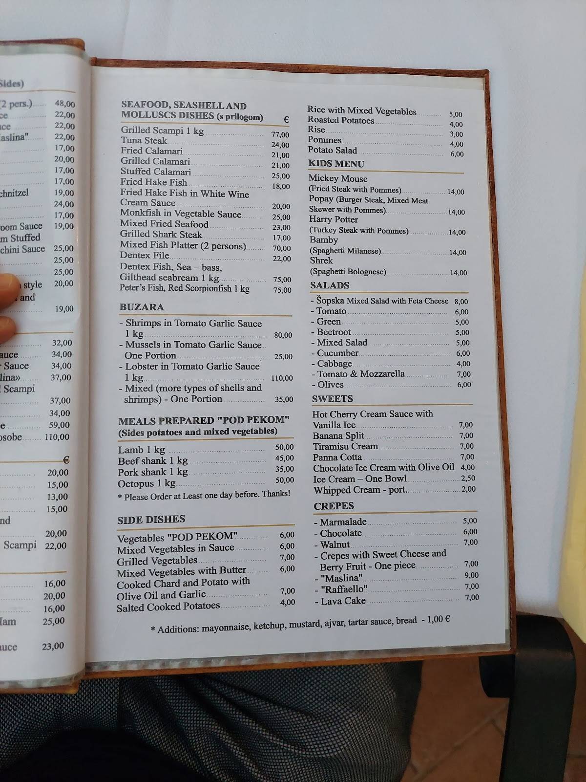 Menu di Restoran Maslina 