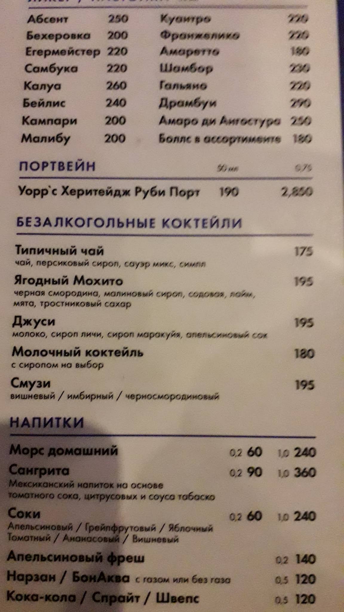 Меню Amigos Bar&Grill, Мурманск