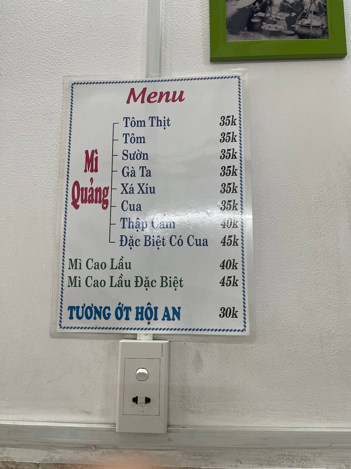 Menu at Mỳ quảng My Mập restaurant, Ho Chi Minh City