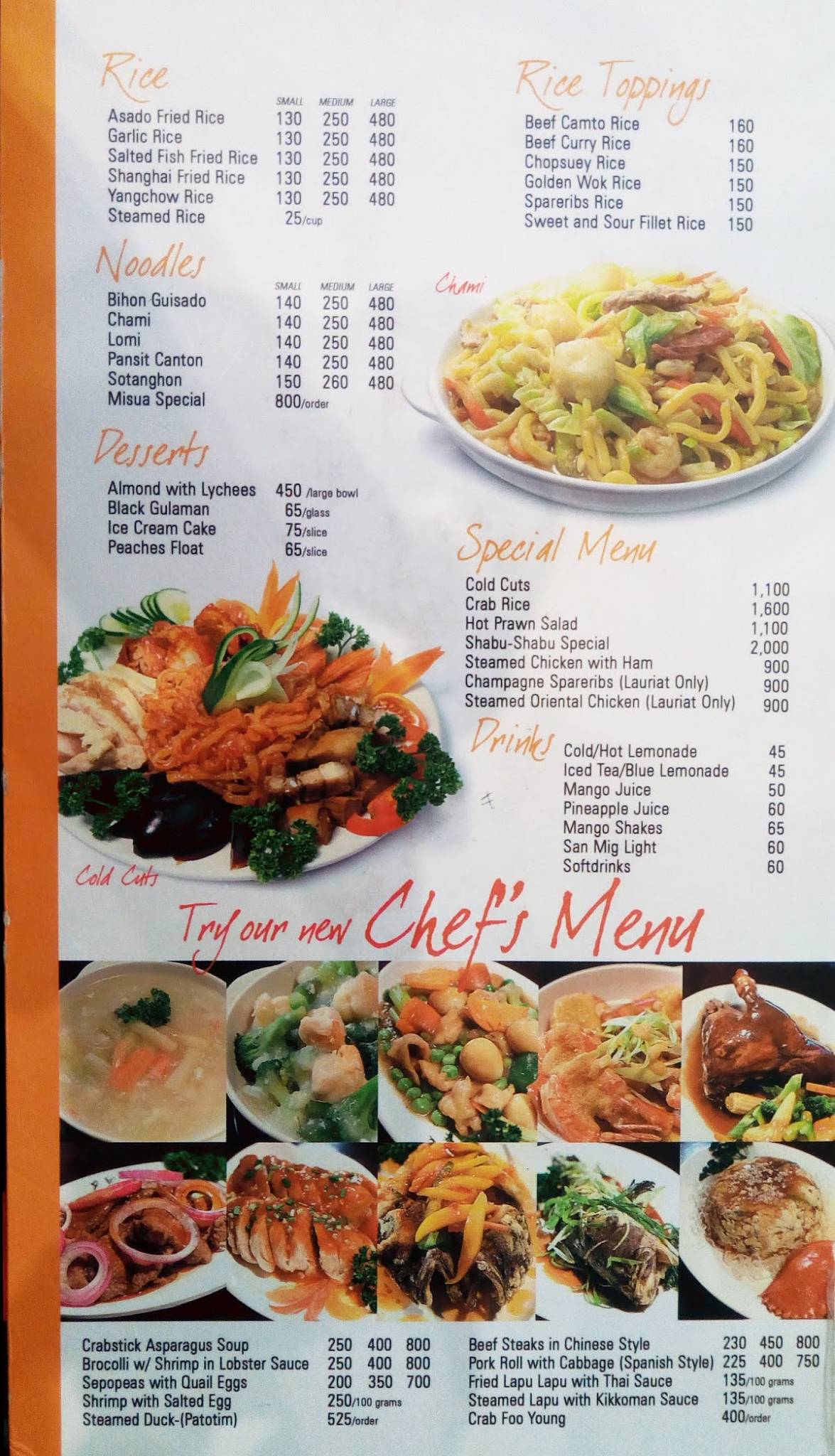 Menu at NAGA ORIENTAL WOK restaurant, Naga