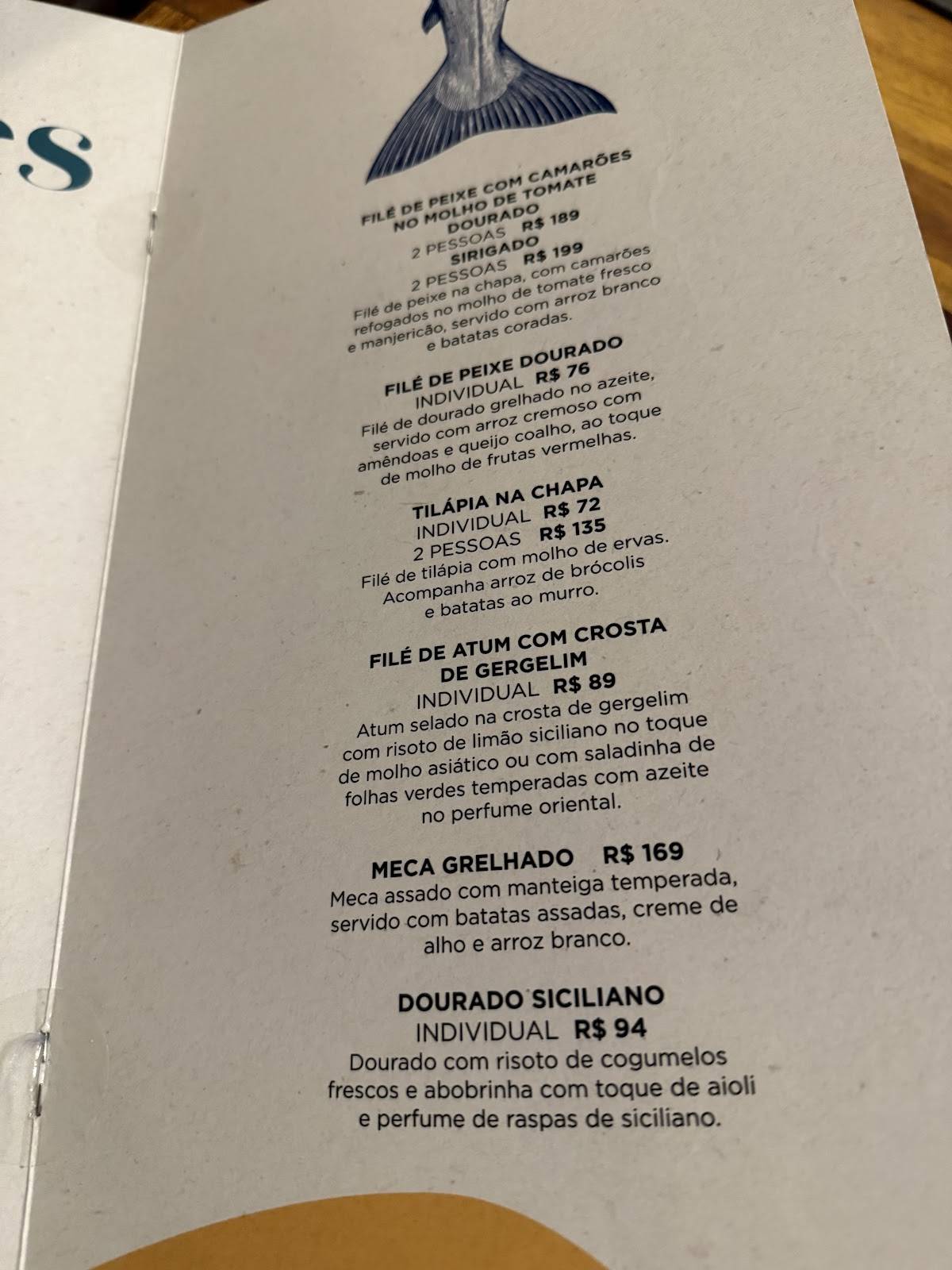 Restaurante Nau Frutos Do Mar - Manaíra cardápio