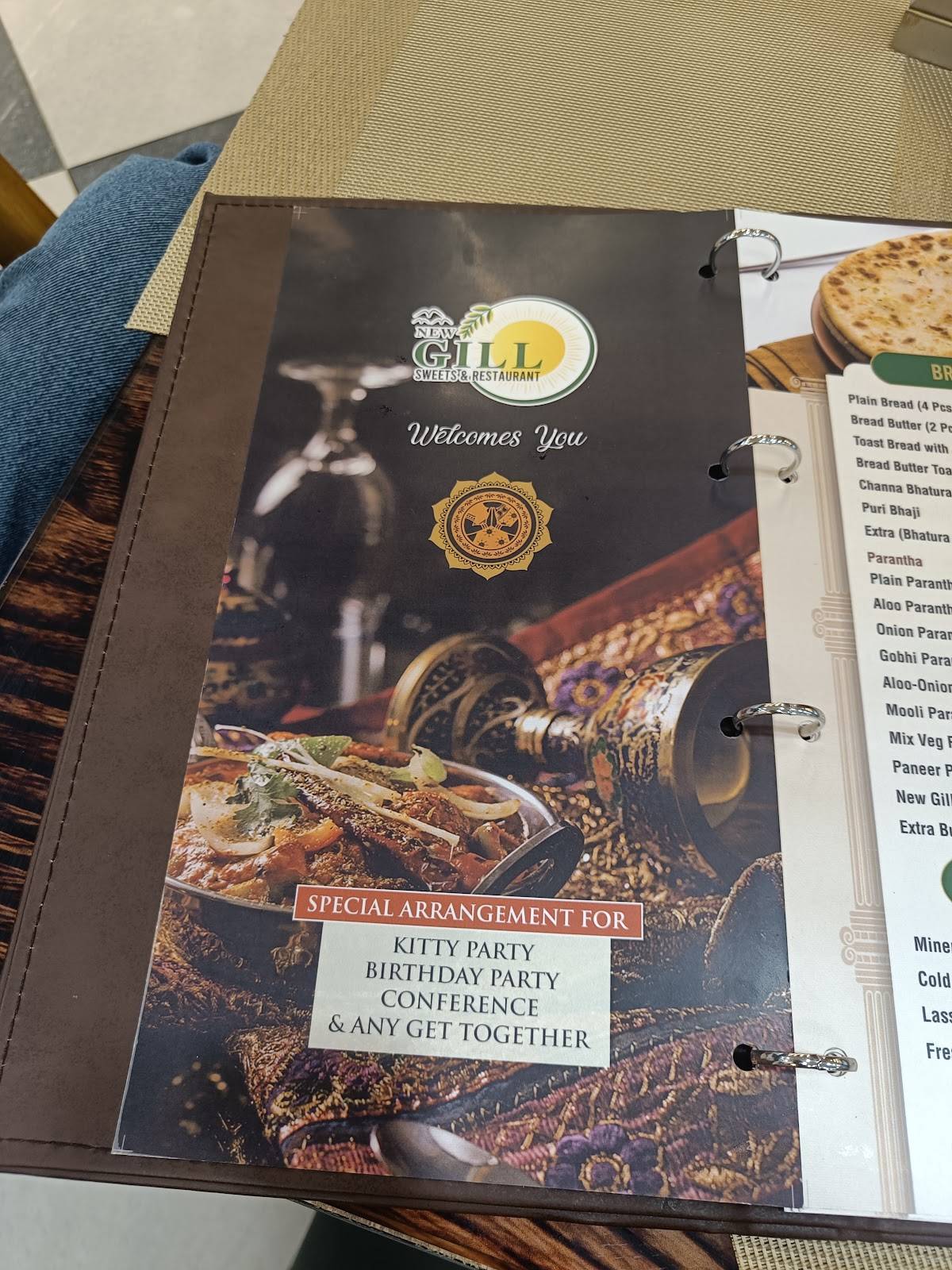 New Gill Sweets and Restaurant menu