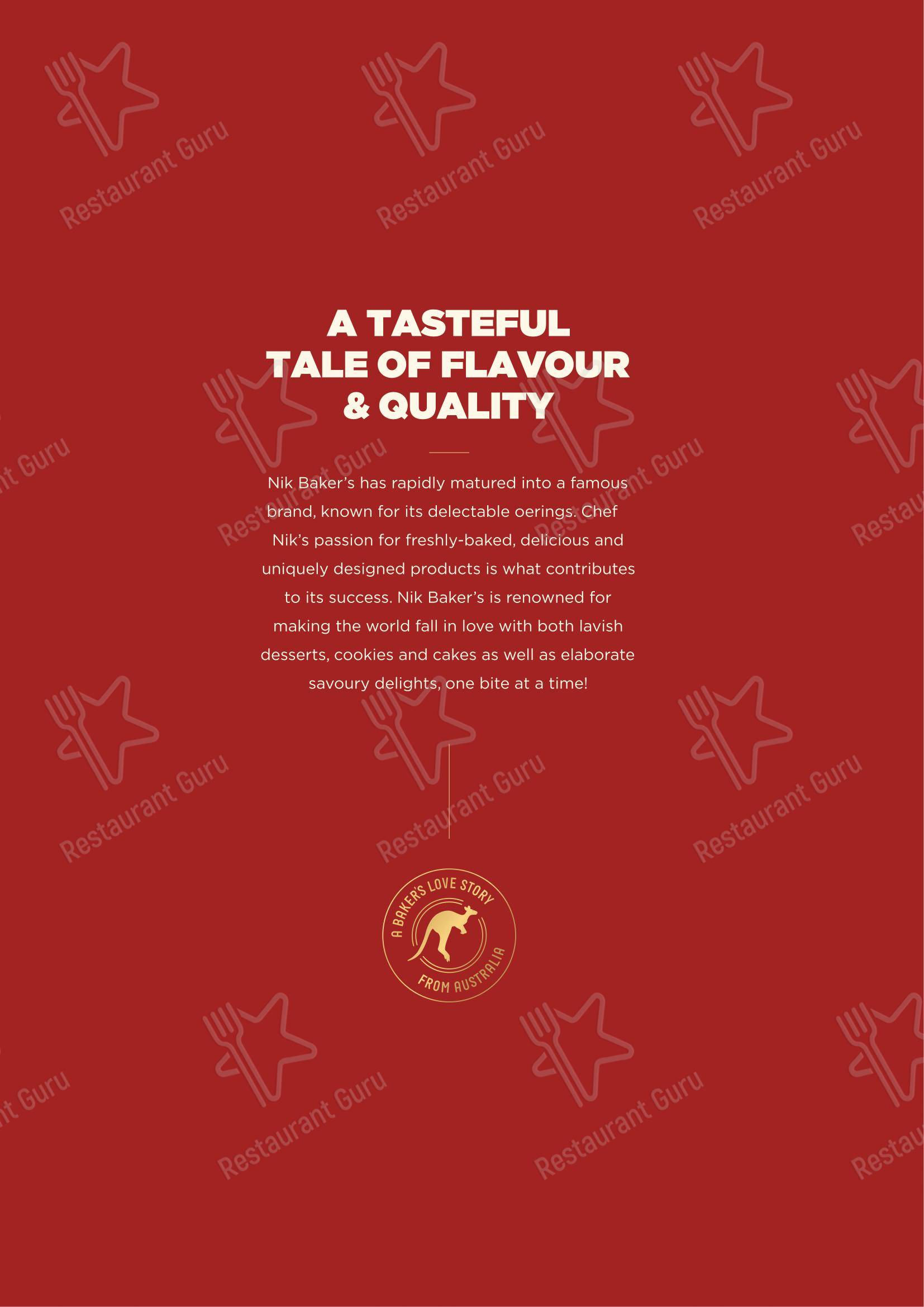Menu bar for the Nik Bakers Sun View restaurant