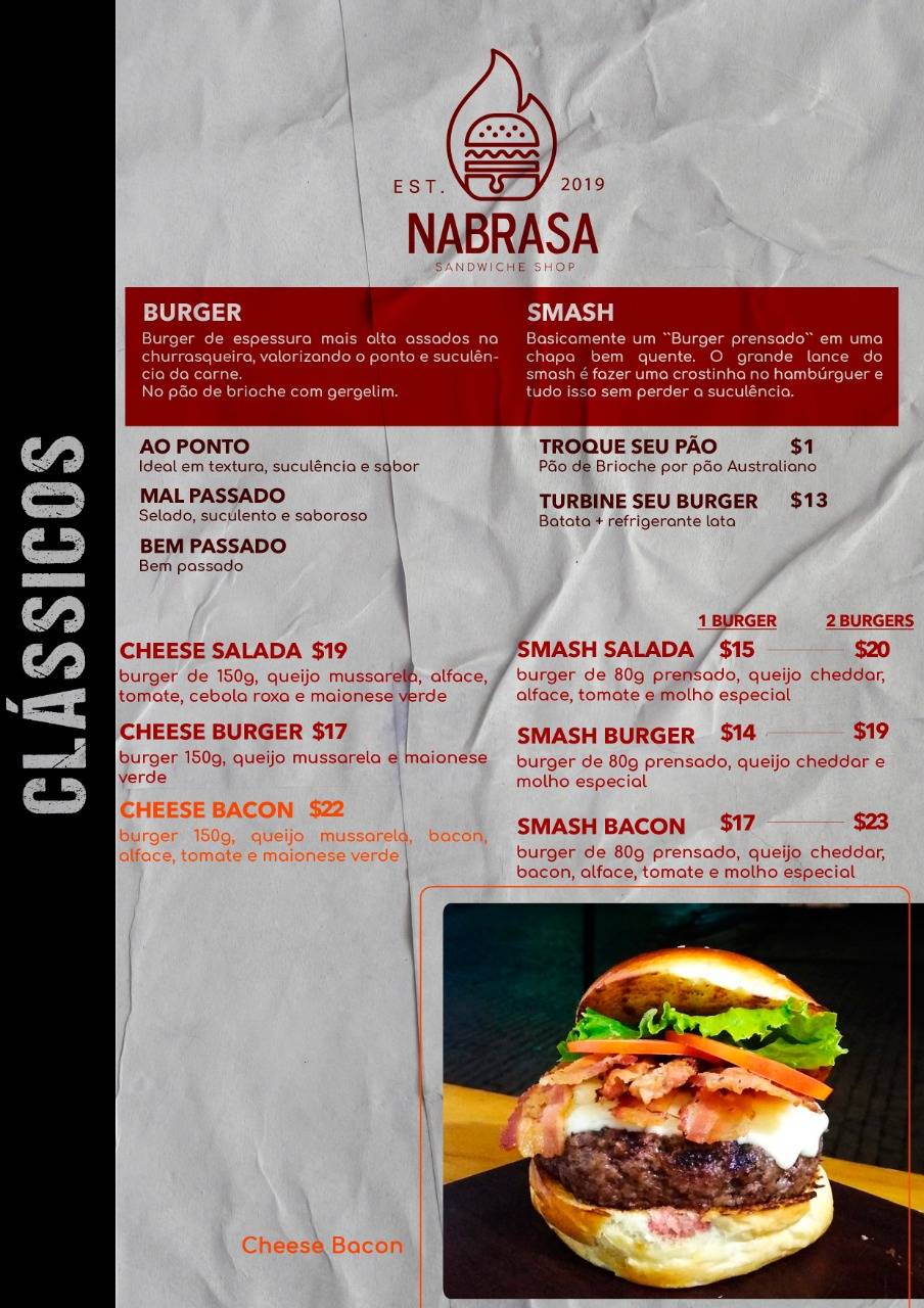 Na Brasa Burger - SJRP cardápio