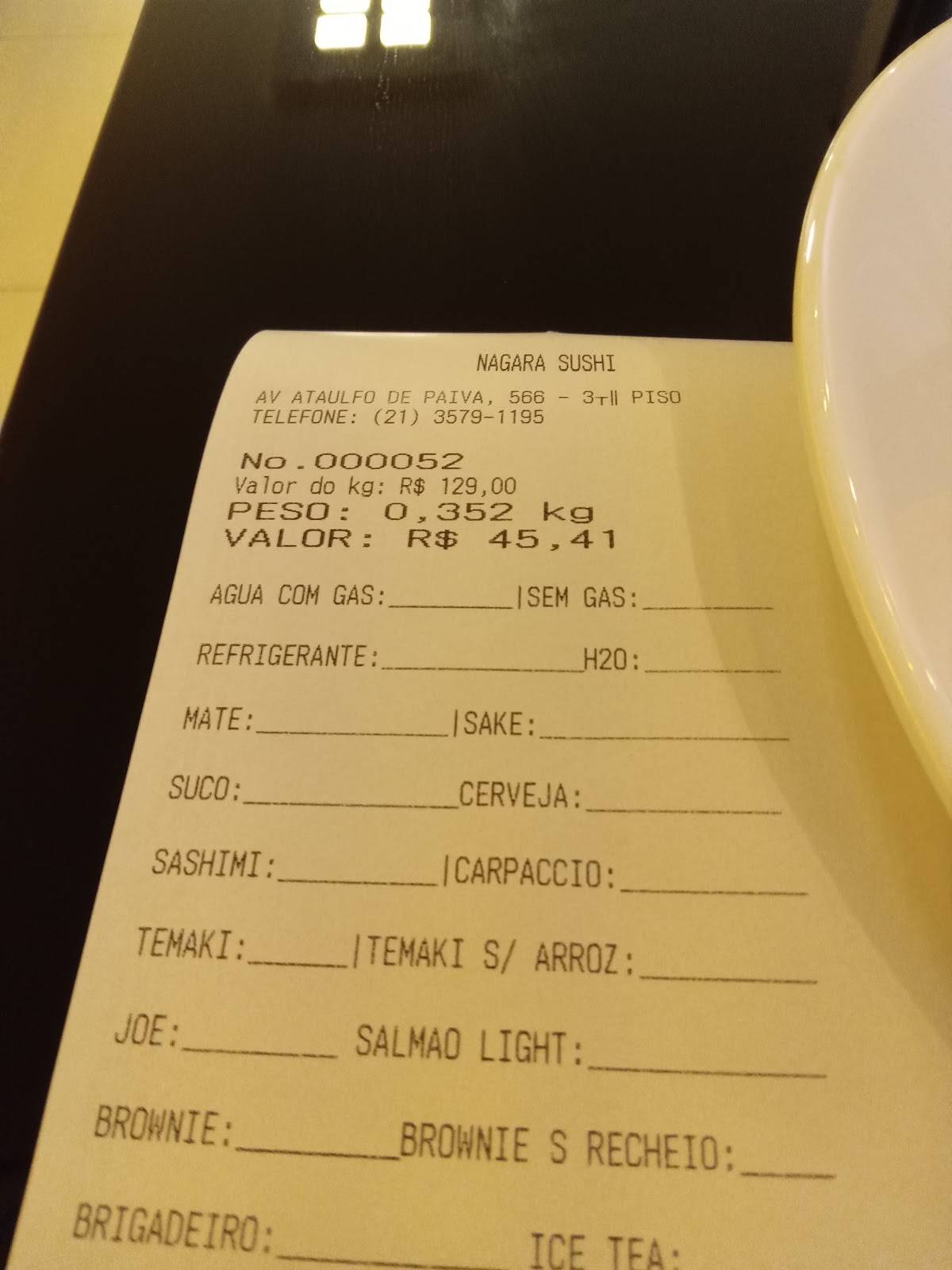Nagara Sushi cardápio