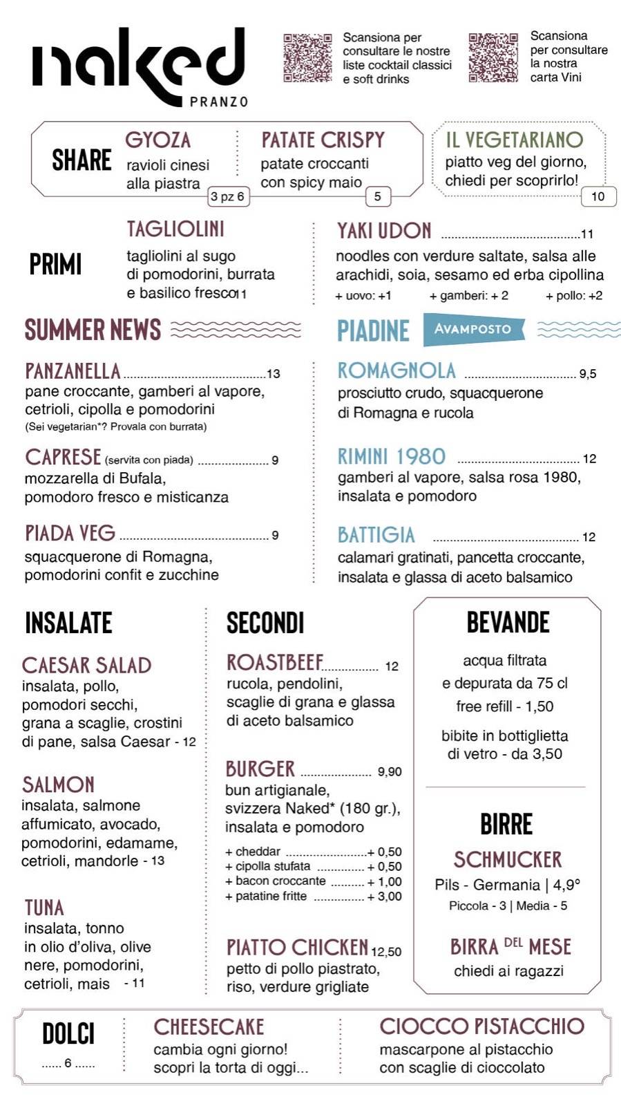 Menu di Naked - Concept Bar 