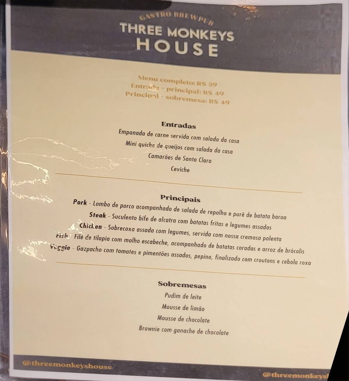 Na House cardápio
