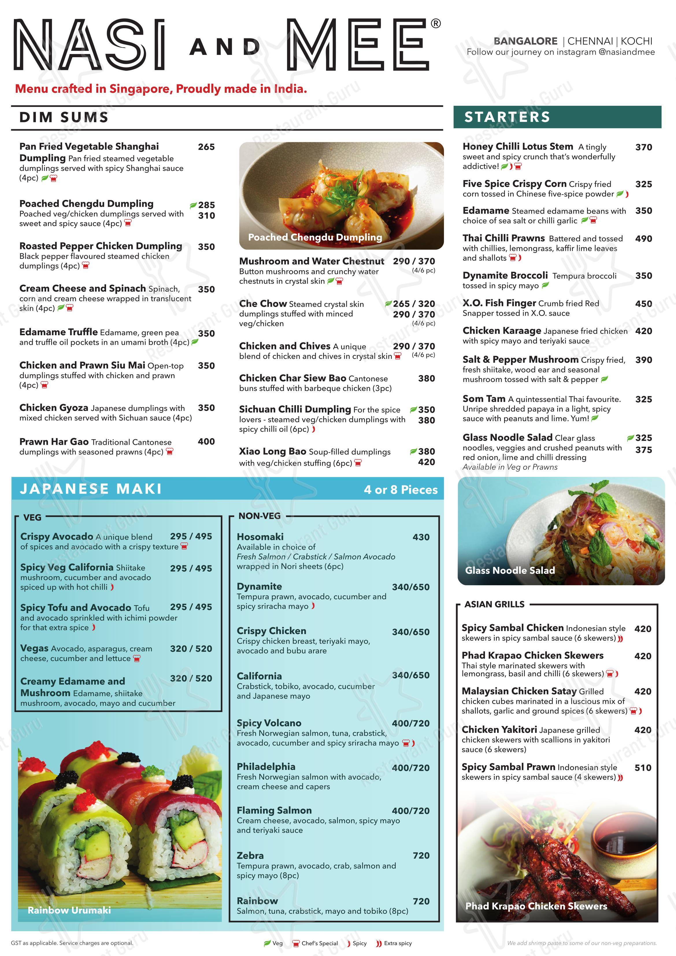 Nasi and Mee - Kochi - Menu