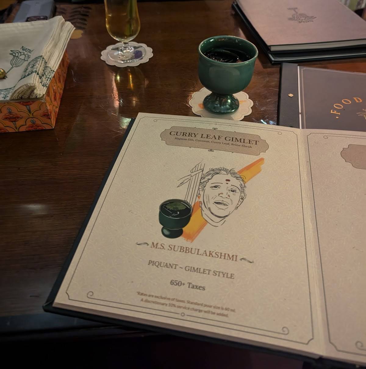 Native Cocktail Room menu