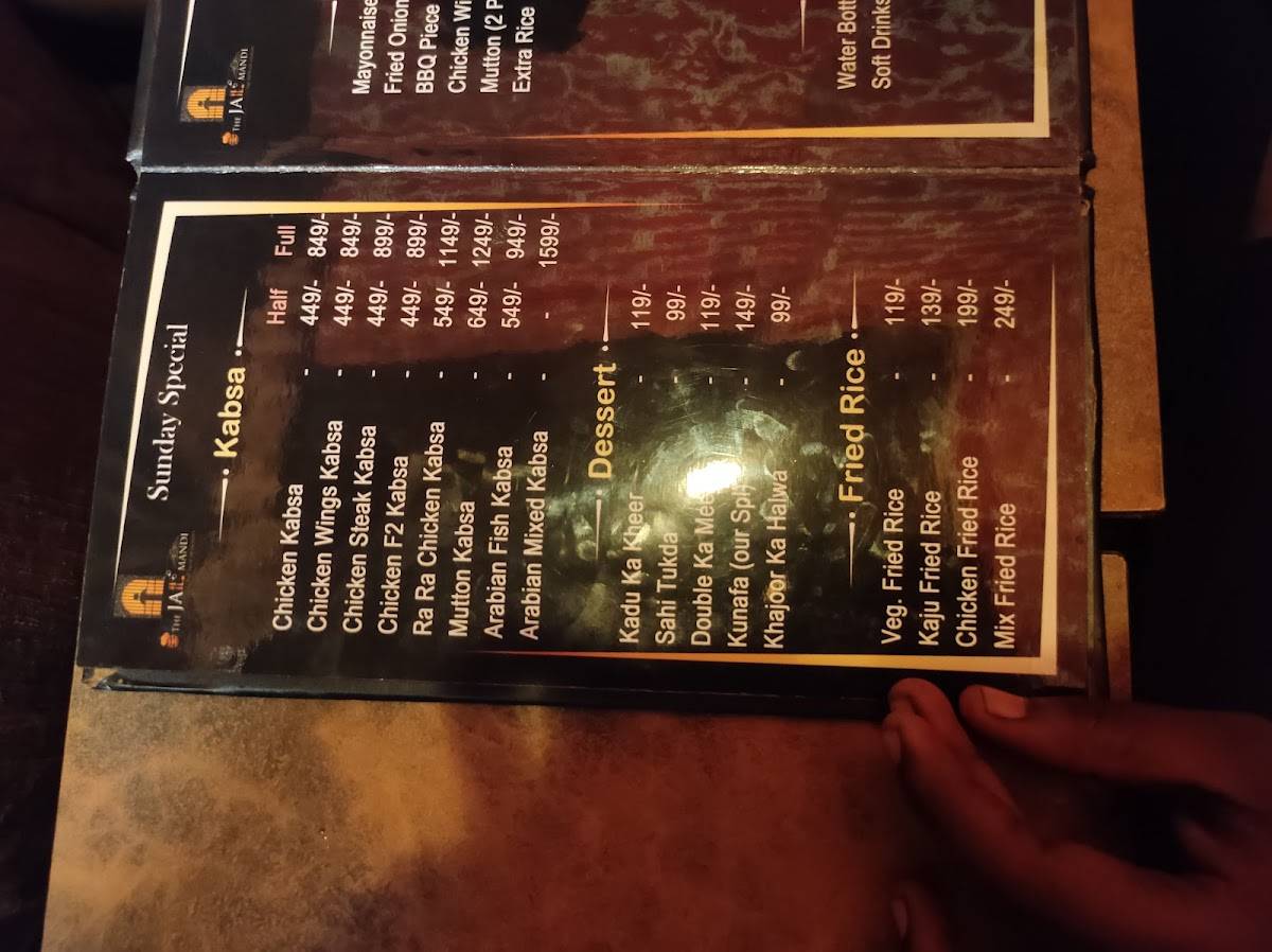 The Jail Mandi - Taste of Arabian menu