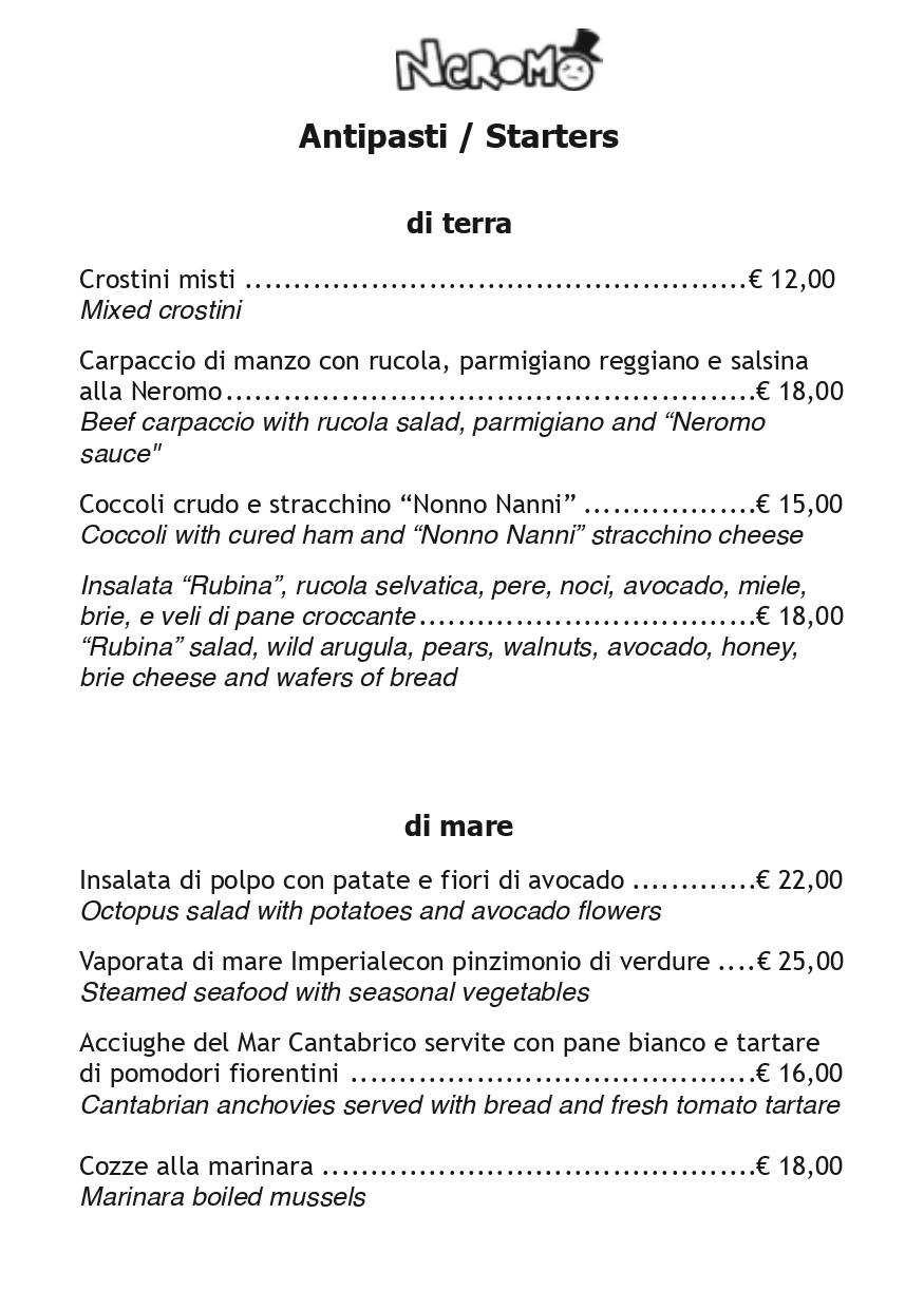 Menu di Neromo 