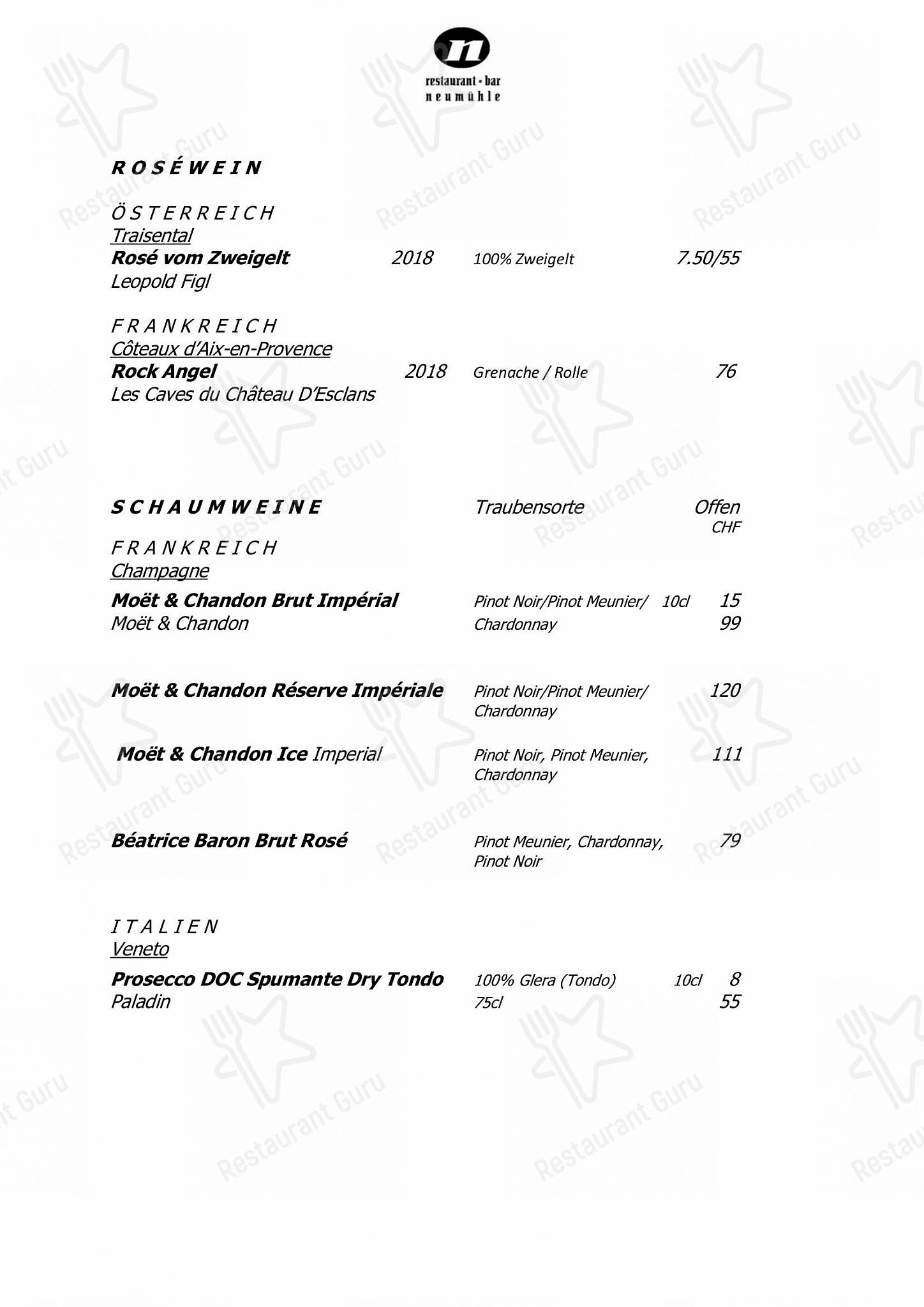 Neumühle in Baar - Carte menu