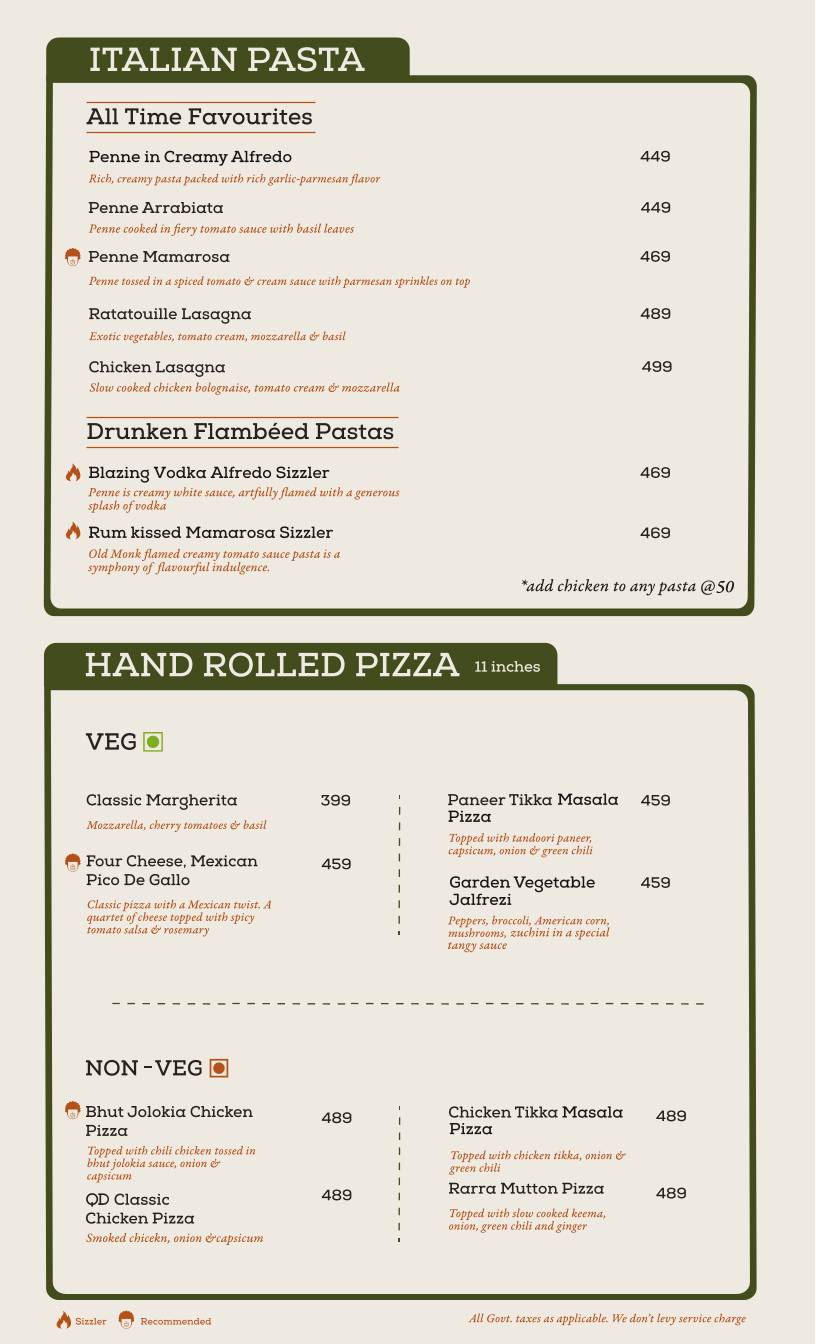 QD Restaurant menu