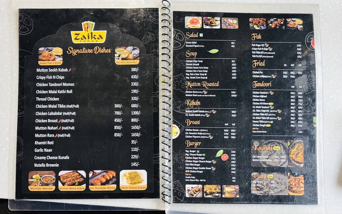 Zaika Foods menu