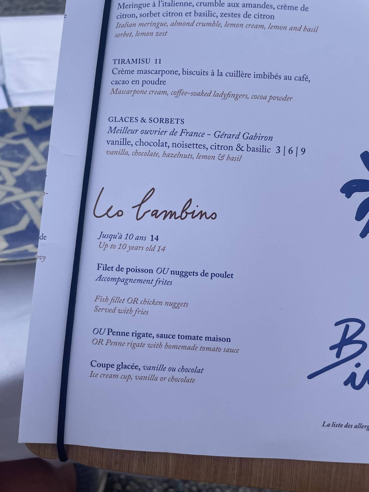 Menu de Bocca Mar