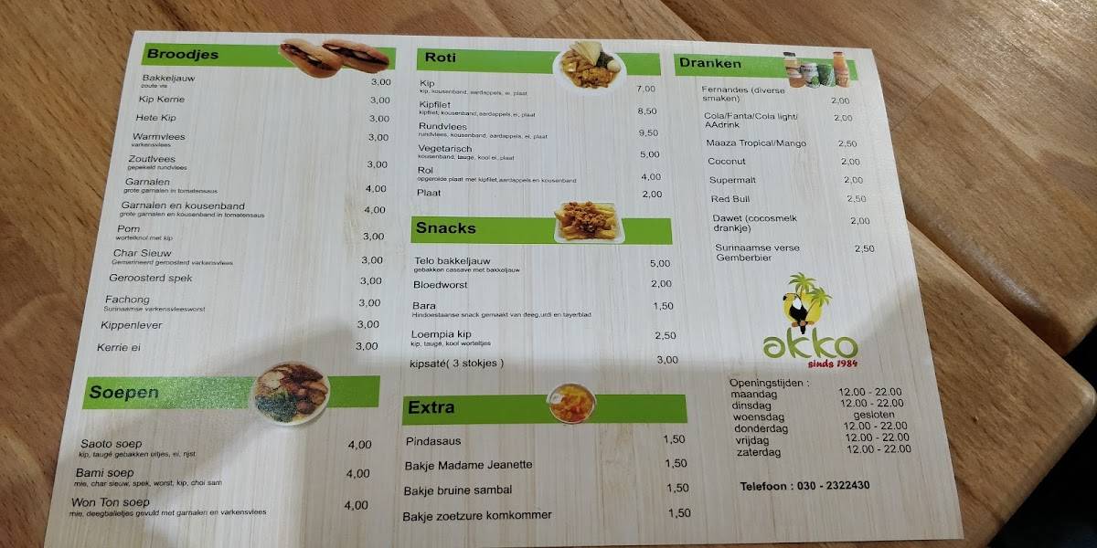 Menu de Nieuw Akko