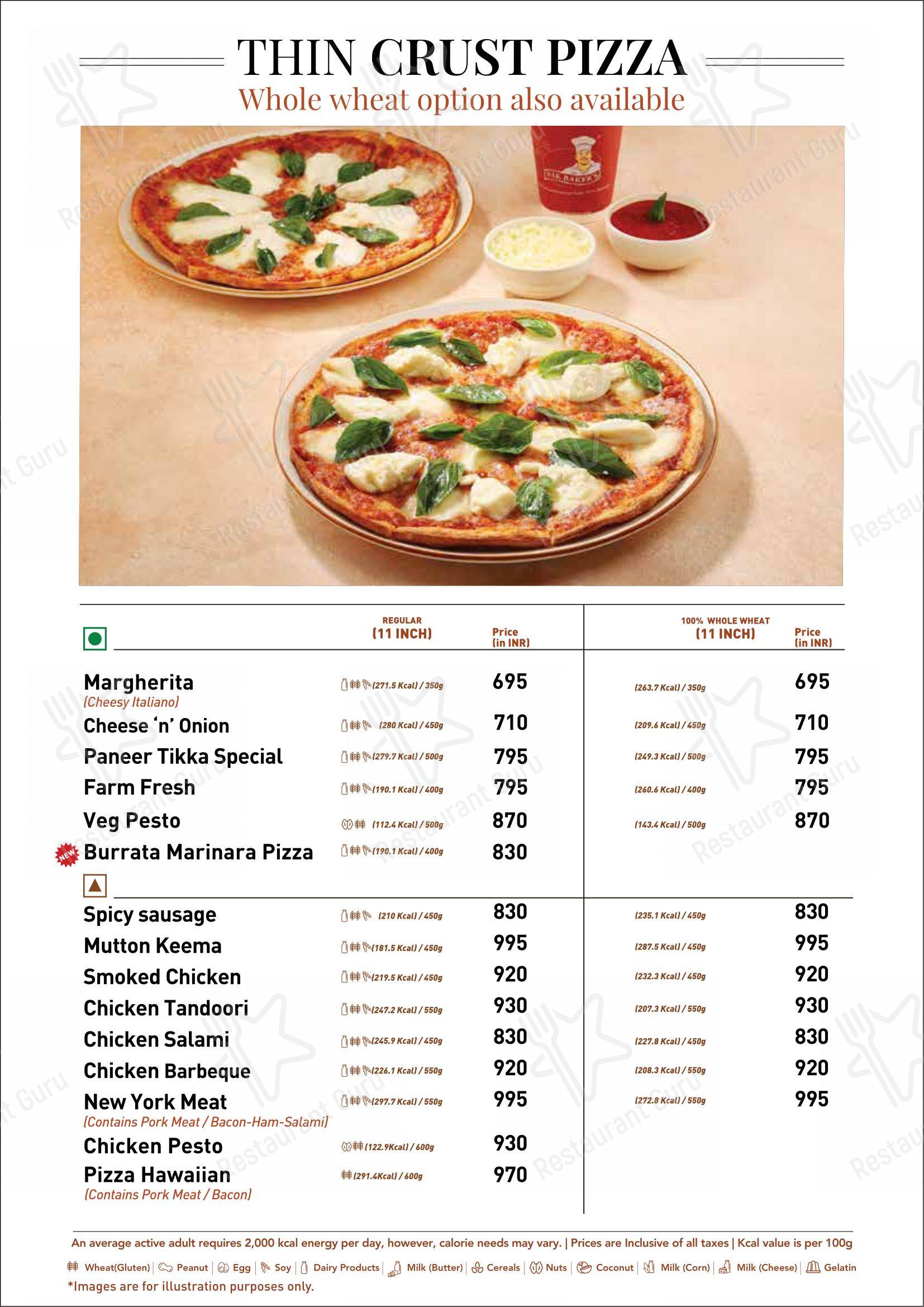 Menu for the Nik Bakers Sun View restaurant
