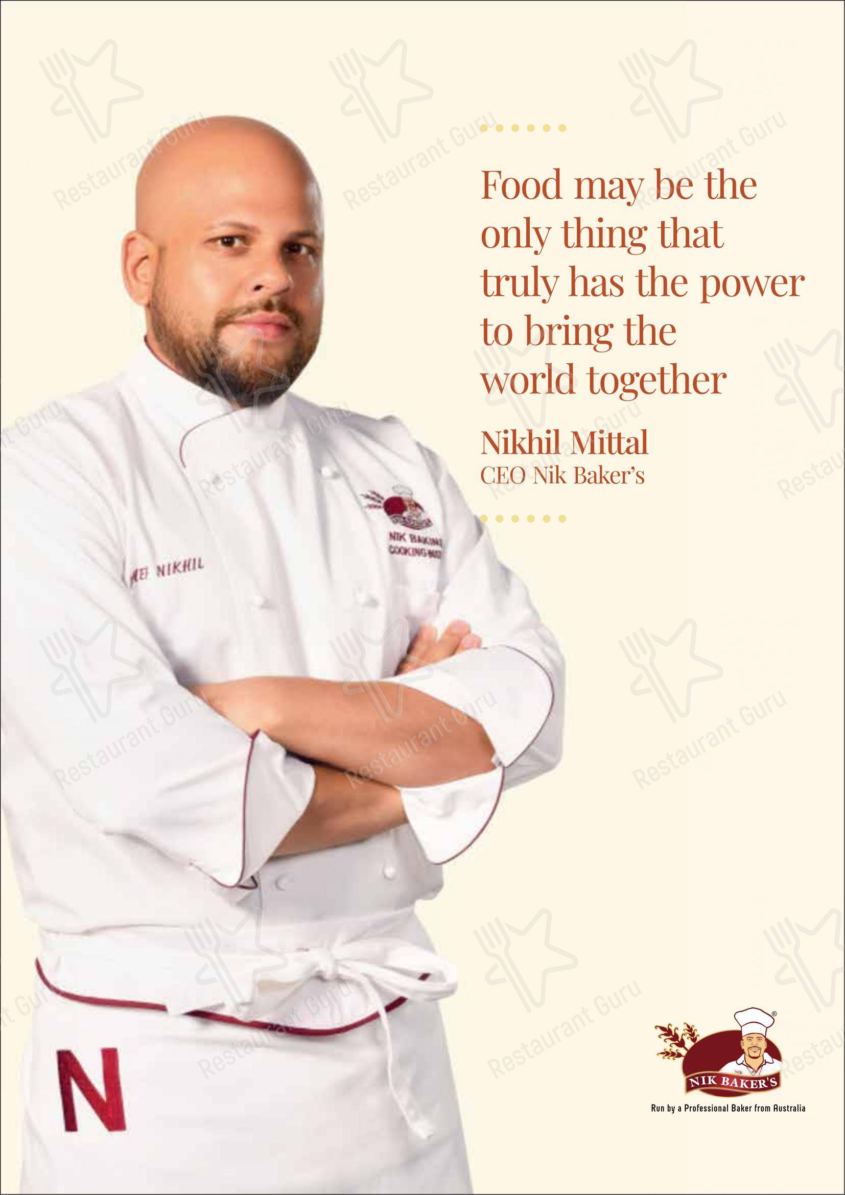 Menu for the Nik Bakers Sun View restaurant