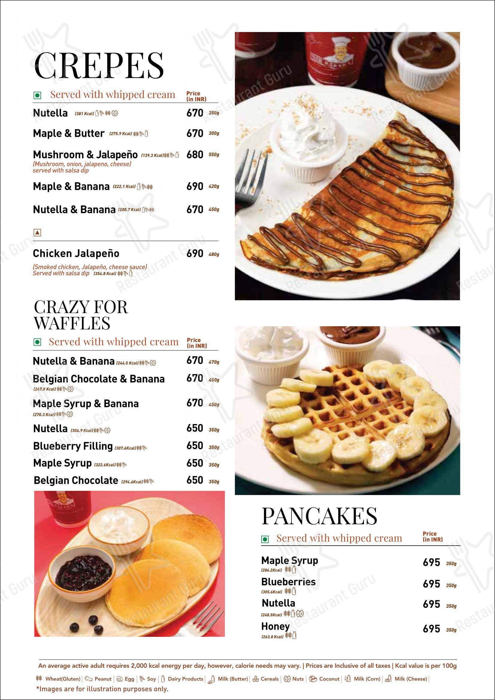 Menu bar for the Nik Bakers Sun View restaurant