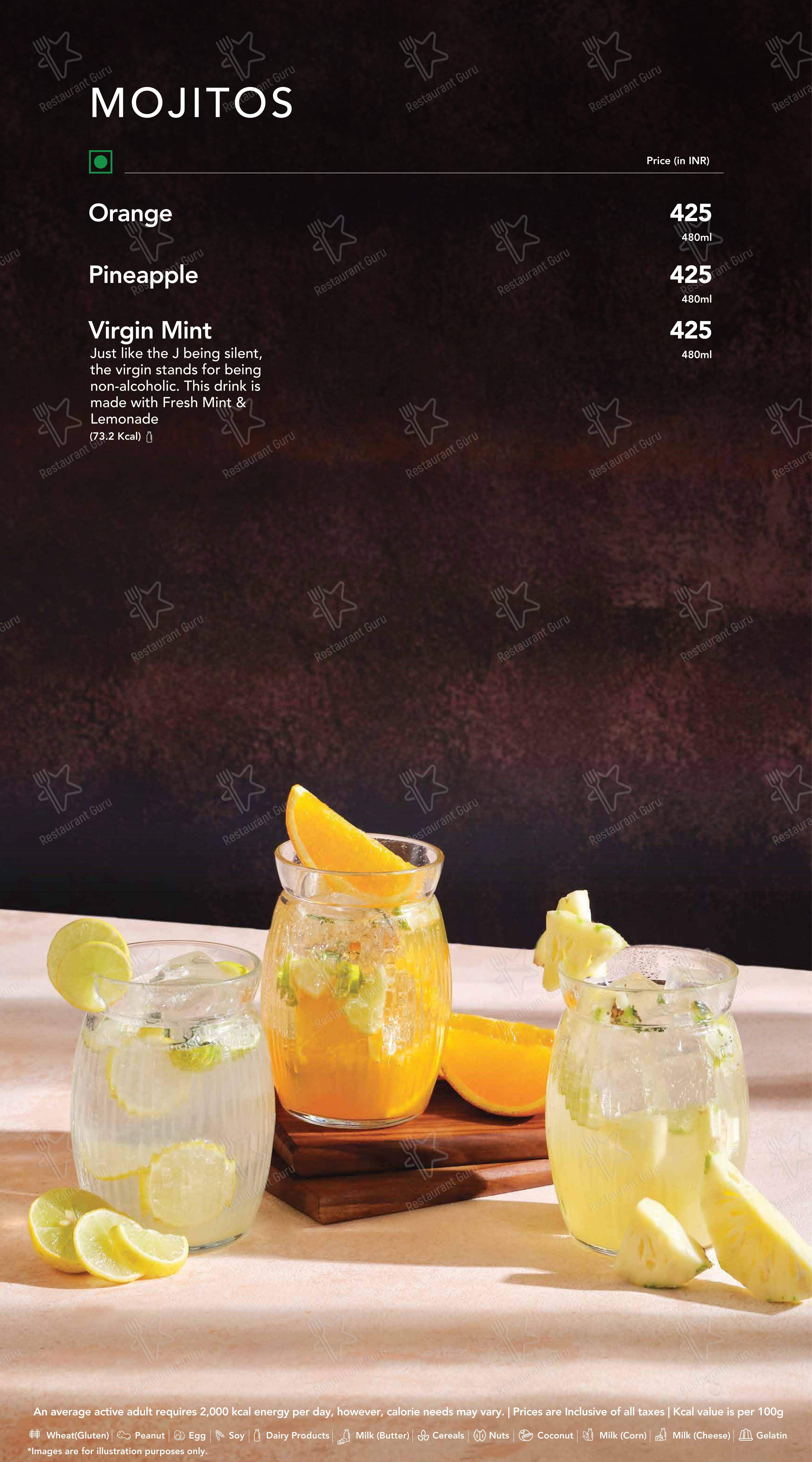 菜单 for the Nik Bakers Sun View restaurant