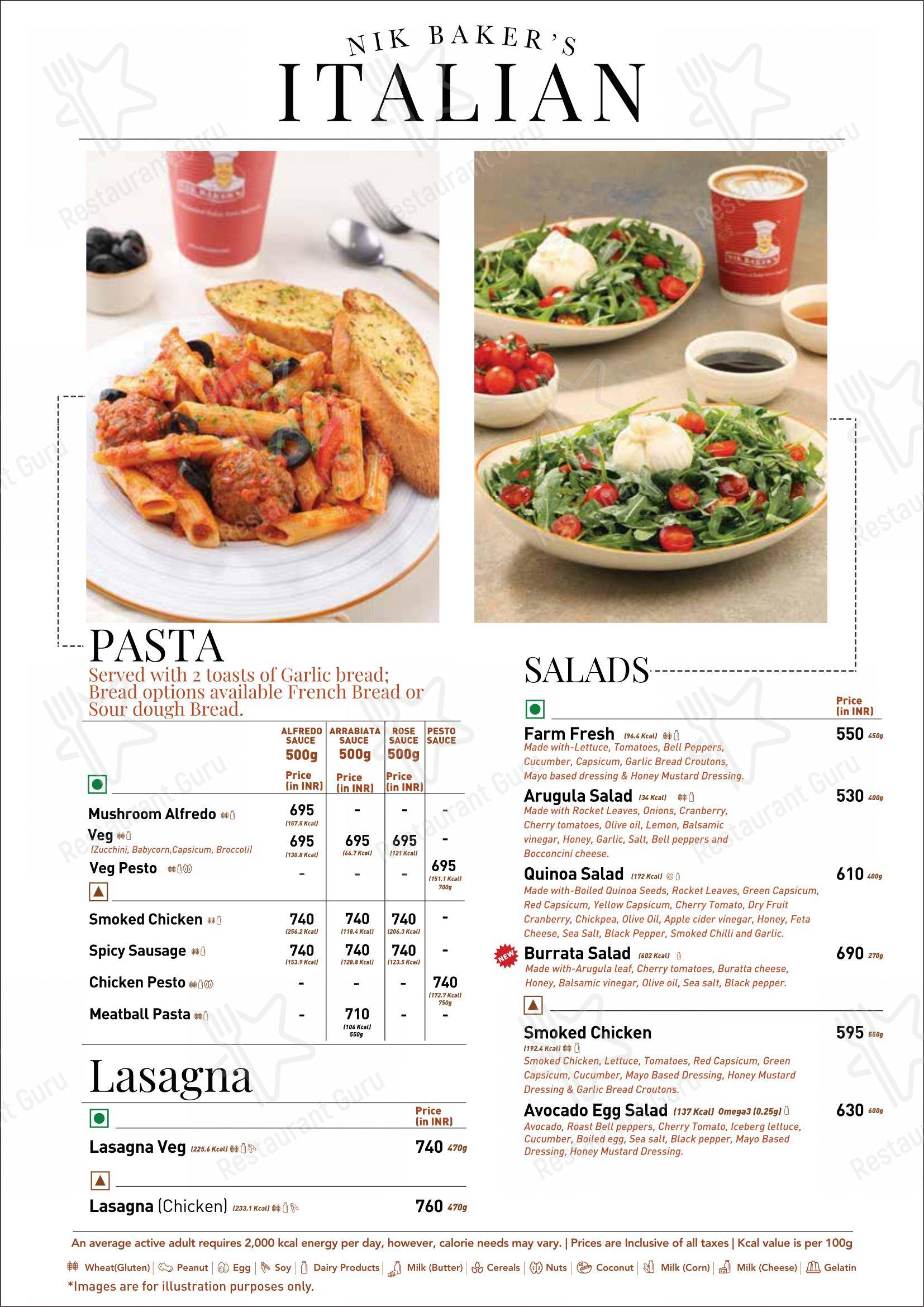 Menu for the Nik Bakers Sun View restaurant