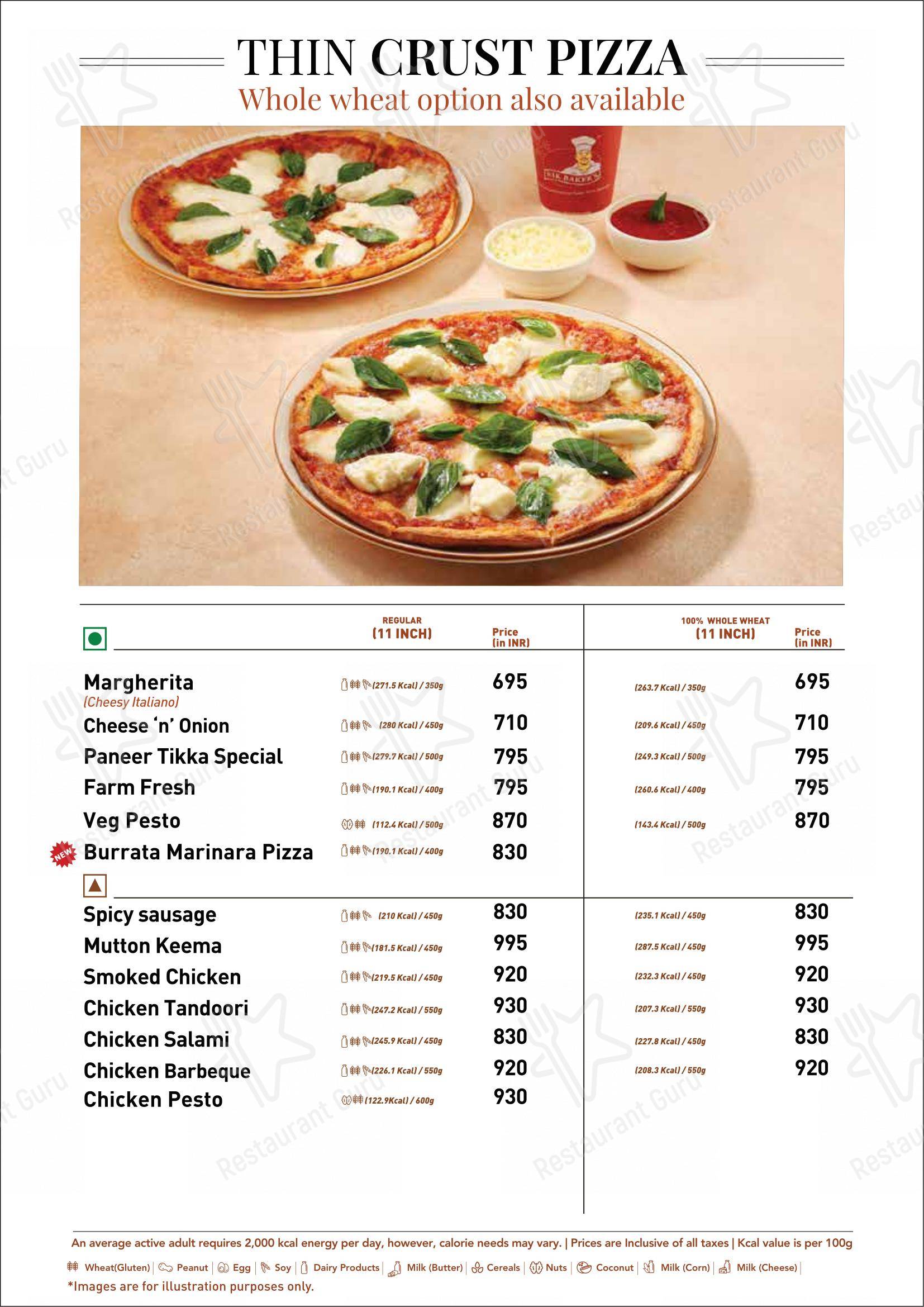 Menu bar for Nik Bakers Sun View in Ayali Kalan